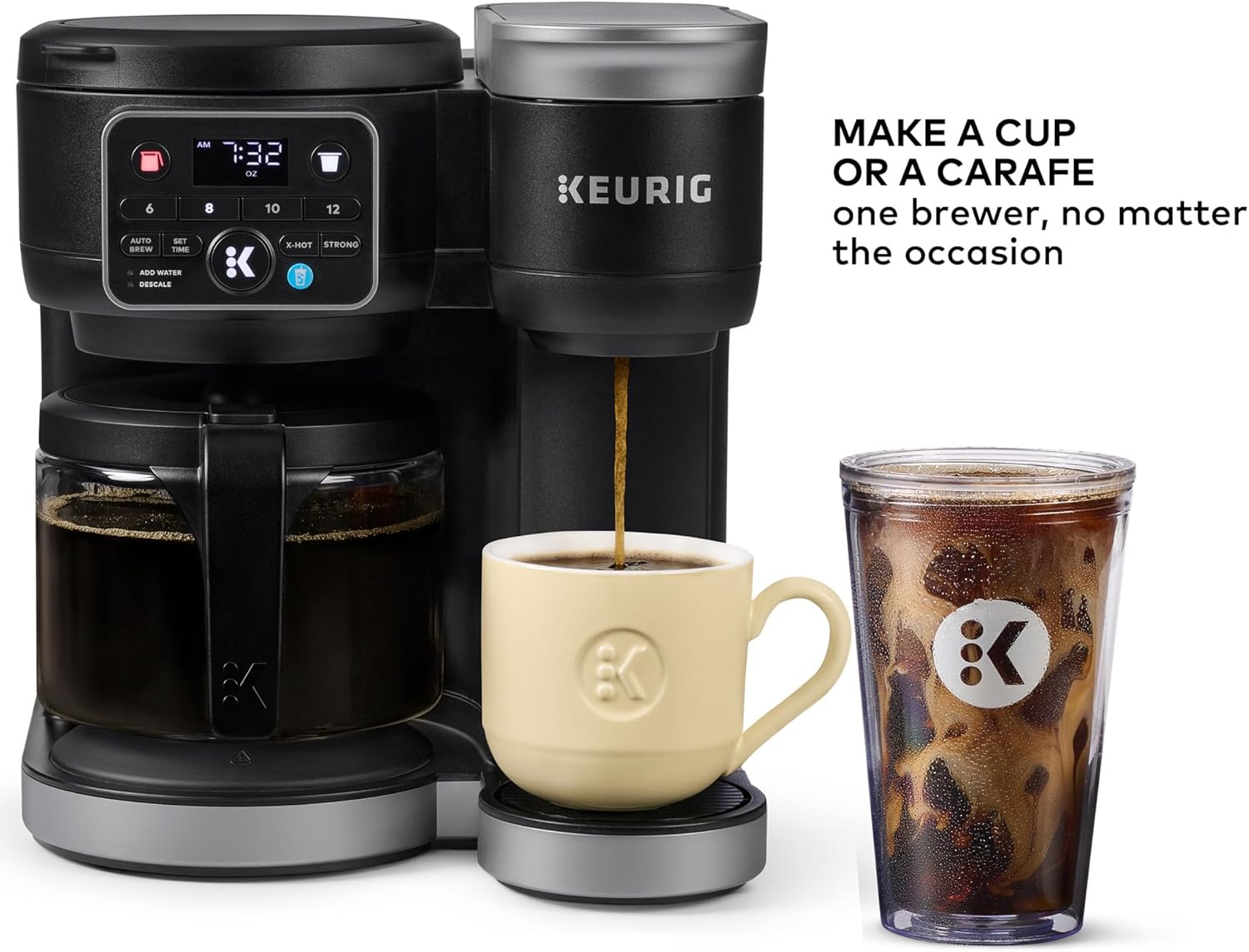 Keurig K-Duo Hot & Iced Single Serve & Carafe Coffee Maker, MultiStream Technology, 72oz Reservoir (Gen 2) – Brew K-Cup Pods or Ground Coffee, 12-Cup Glass Carafe, Black - Image 4