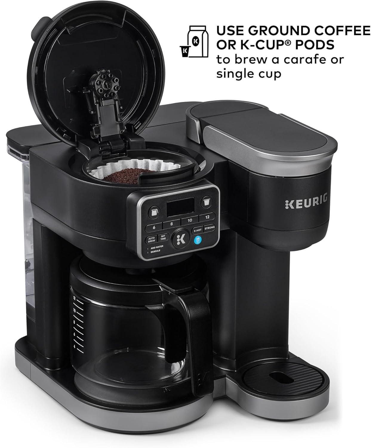 Keurig K-Duo Hot & Iced Single Serve & Carafe Coffee Maker, MultiStream Technology, 72oz Reservoir (Gen 2) – Brew K-Cup Pods or Ground Coffee, 12-Cup Glass Carafe, Black - Image 5