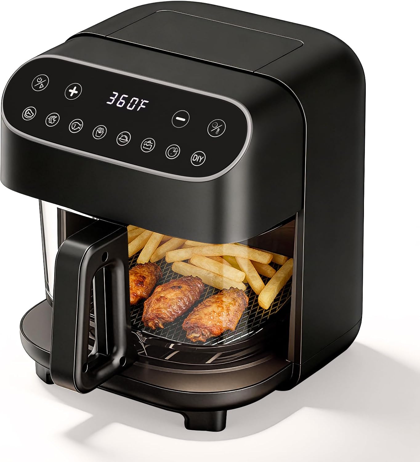5qt Glass Air Fryer, Portable Air Fryer With Digital Touch Control, 8 Preset Modes, 60-minute Timer, Dishwasher Safe Basket, Up To 400°f, 360° View Cooking, For Healthy Meals With 95% Less Oil - Best Deals USA | SimraCart