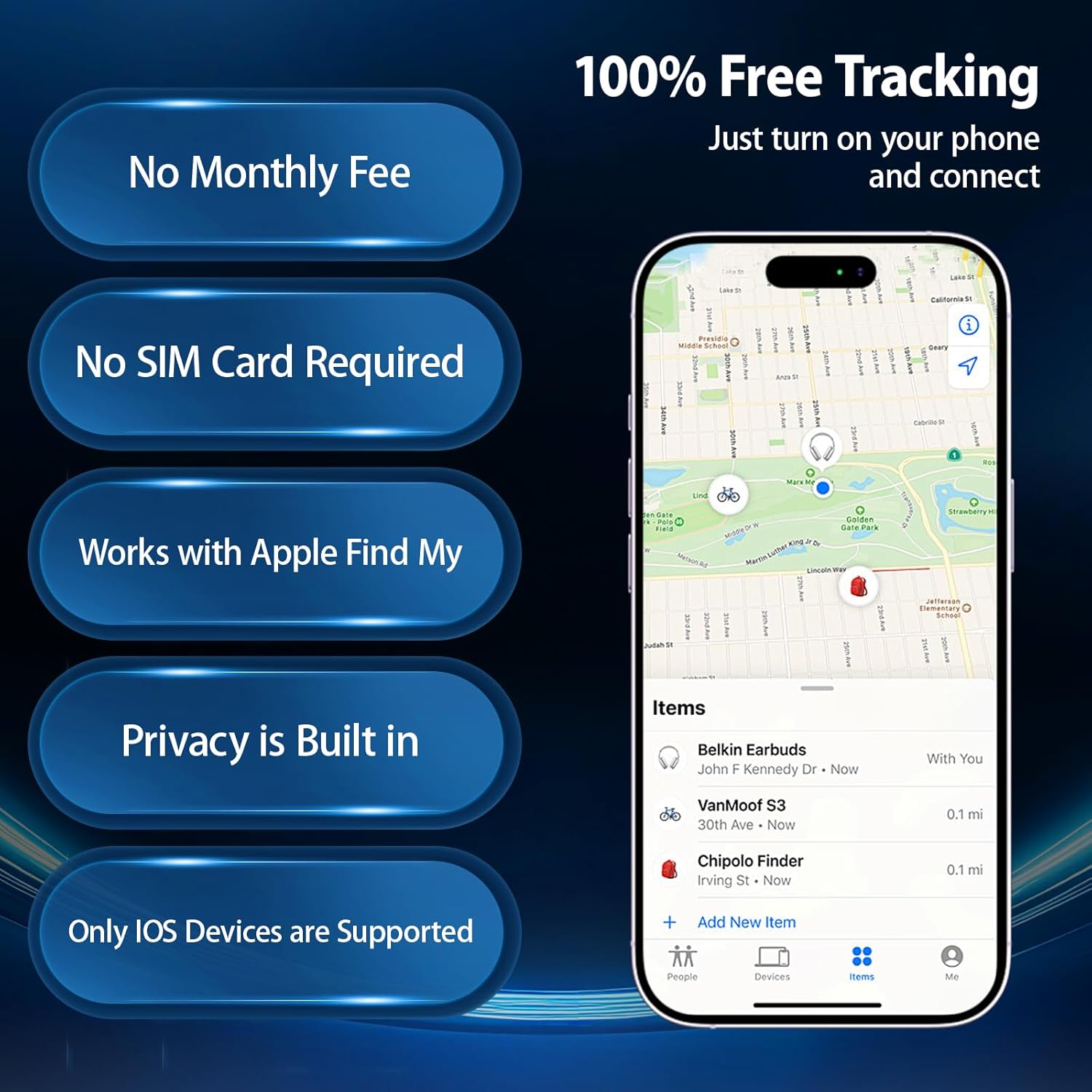 GPS Tracker for Vehicles – No Subscription, Hidden Magnetic Waterproof Locator, 365‑Day Battery, iOS Compatible (Black) - Image 2