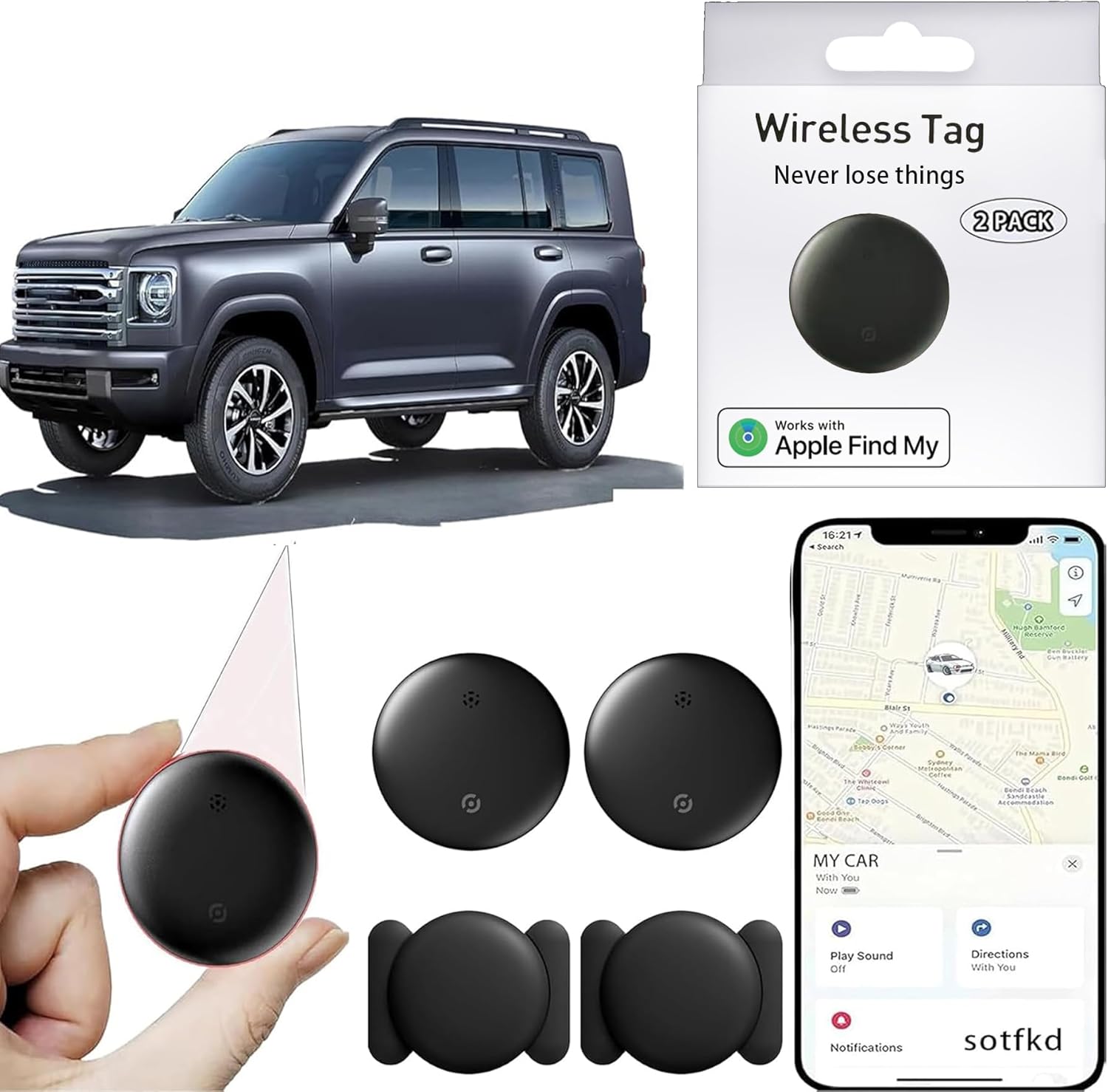 2 Pack Gps Tracker For Vehicles – Hidden Car Tracking Devices, Magnetic Waterproof Shell, No Monthly Fee, Works With Apple Find My (ios Only) - Best Deals USA | SimraCart