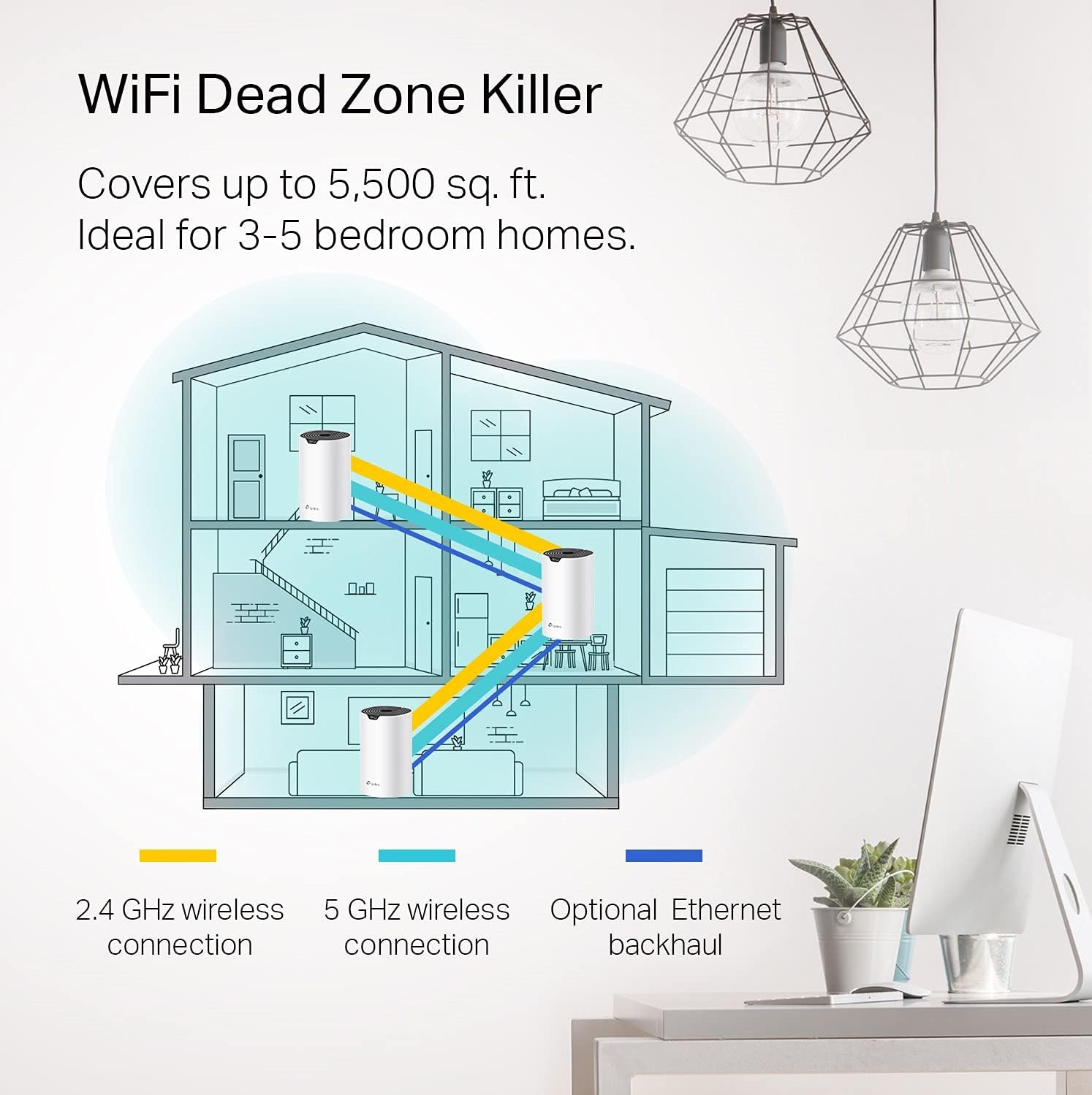 Deco S4 Mesh AC1900 WiFi System (3‑Pack) – Covers 5,500 Sq.Ft, Replaces Router & Extender, Gigabit Ports, Works with Alexa - Image 2