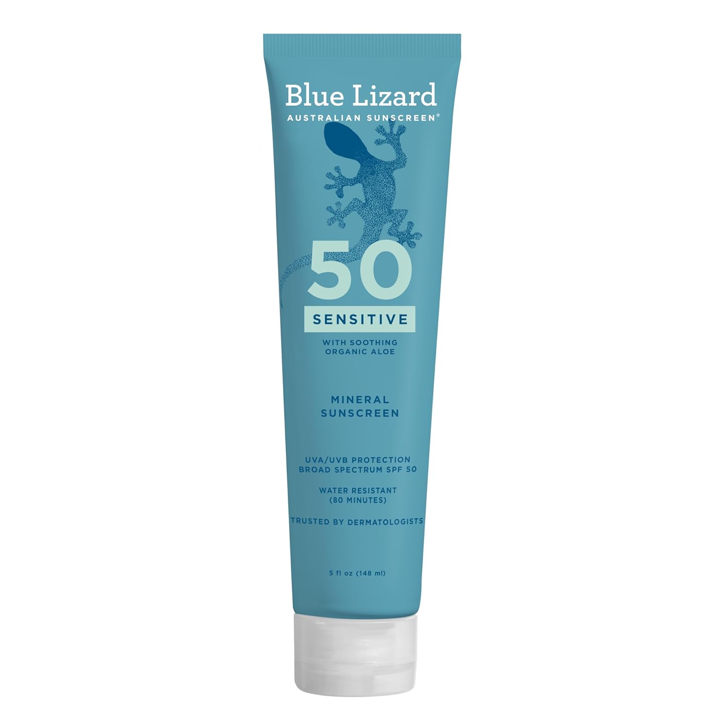 Blue Lizard Sensitive Mineral Spf 50 Sunscreen Lotion, 100% Mineral Sunscreen With Zinc Oxide, Uva/uvb Broad Spectrum Protection, Paraben & Fragrance Free, Water Resistant, Infused With Organic Aloe Vera, 5 Fl Oz - Best Deals USA | SimraCart