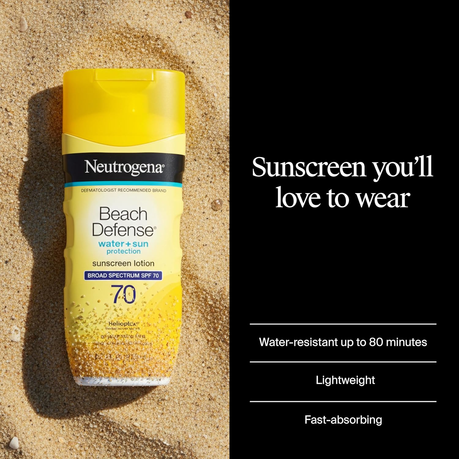Beach Defense Sunscreen Lotion SPF 70 Broad Spectrum UVA/UVB Protection, Lightweight Water Resistant up to 80 Minutes, Oil-Free Beach-Strength Sun Protection for Whole Family, 6.7 fl oz - Image 2