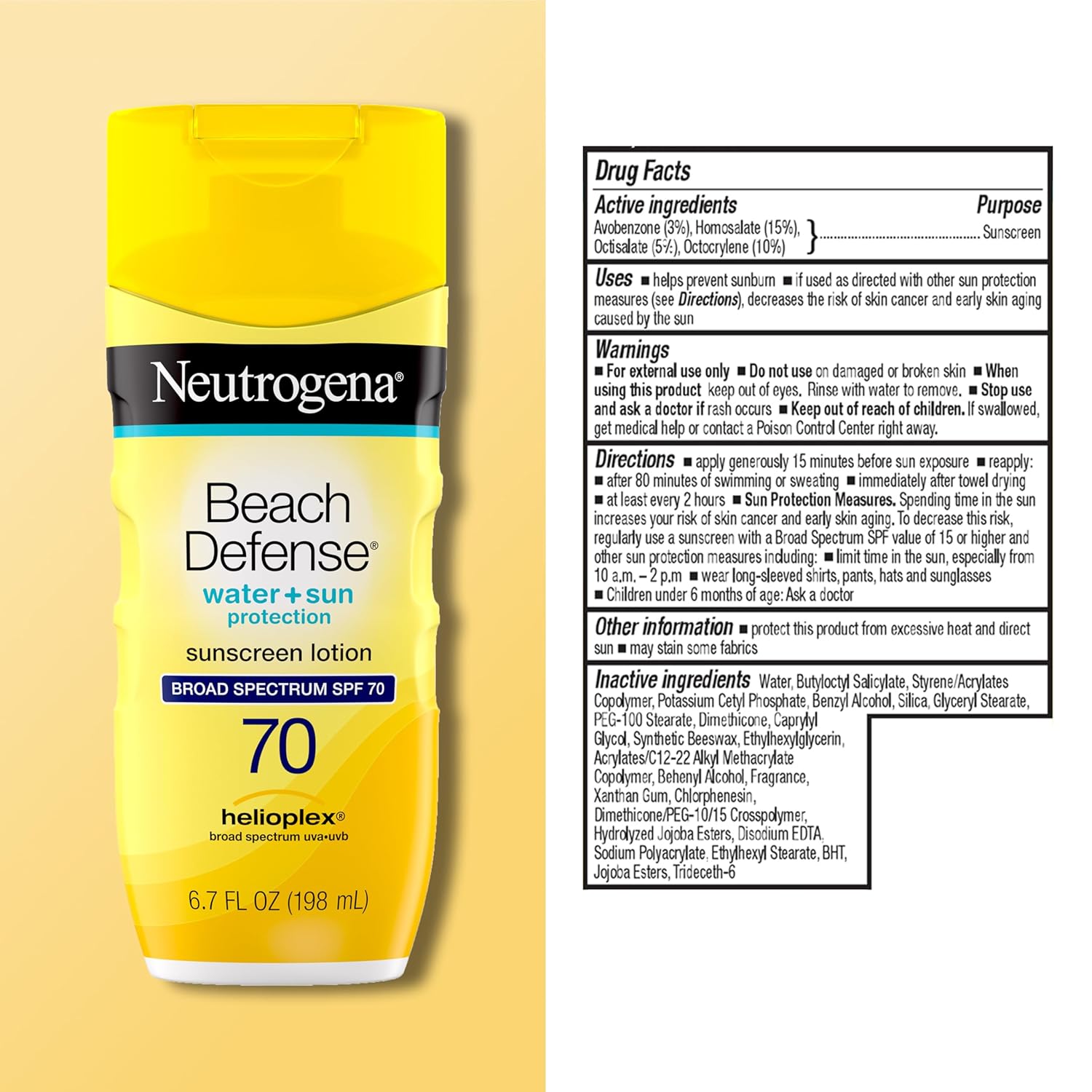 Beach Defense Sunscreen Lotion SPF 70 Broad Spectrum UVA/UVB Protection, Lightweight Water Resistant up to 80 Minutes, Oil-Free Beach-Strength Sun Protection for Whole Family, 6.7 fl oz - Image 6