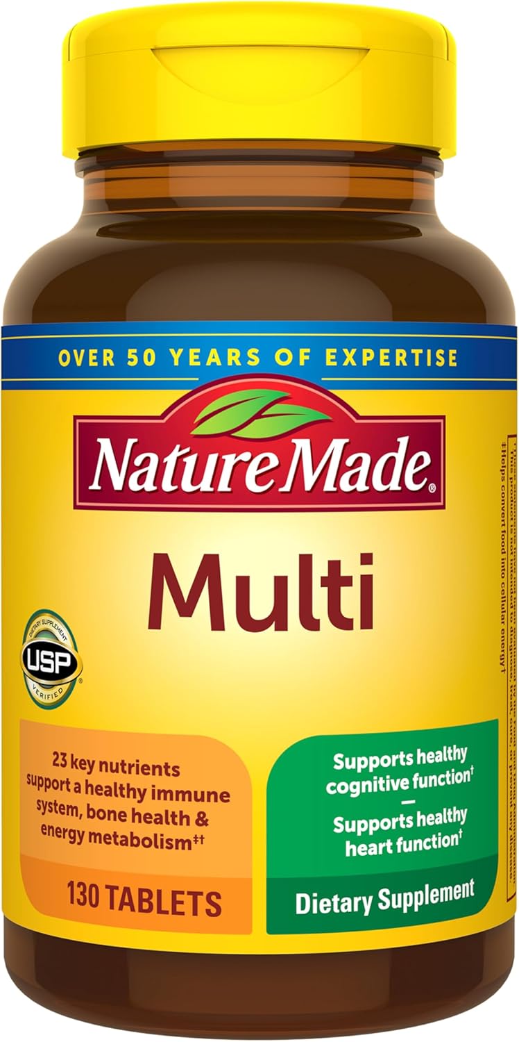 Nature Made Multivitamin Tablets with Iron, Multivitamin for Women and Men for Daily Nutritional Support, Multi Vitamins for Adults, 130 Tablets, 130 Day Supply - Buy Online at SimraCart