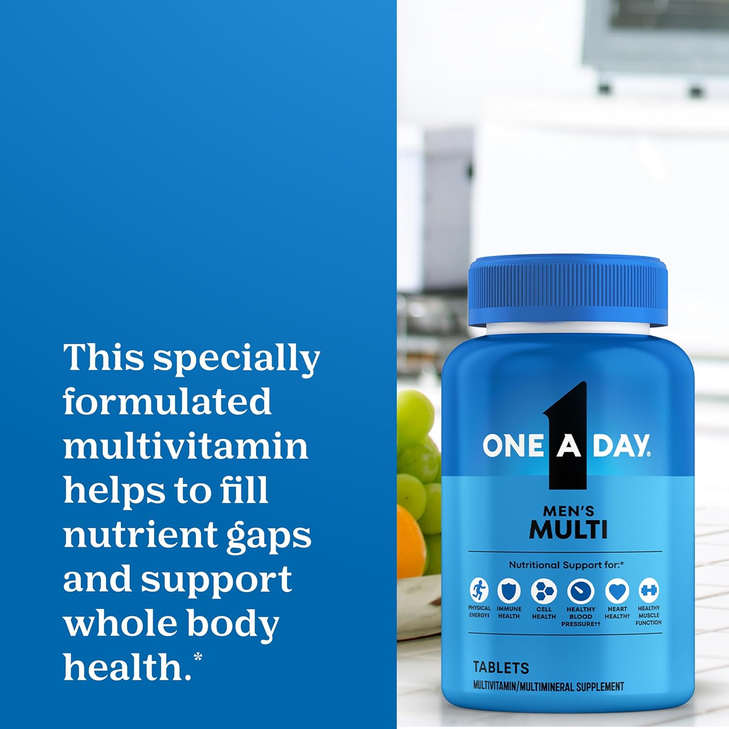 One A Day Men's Complete Multivitamin, Daily Mens Multivitamins with Vitamin D, Zinc, Folic Acid, and B Vitamins for Physical Energy Support, Immune & Heart Health, 200 Count - Image 5