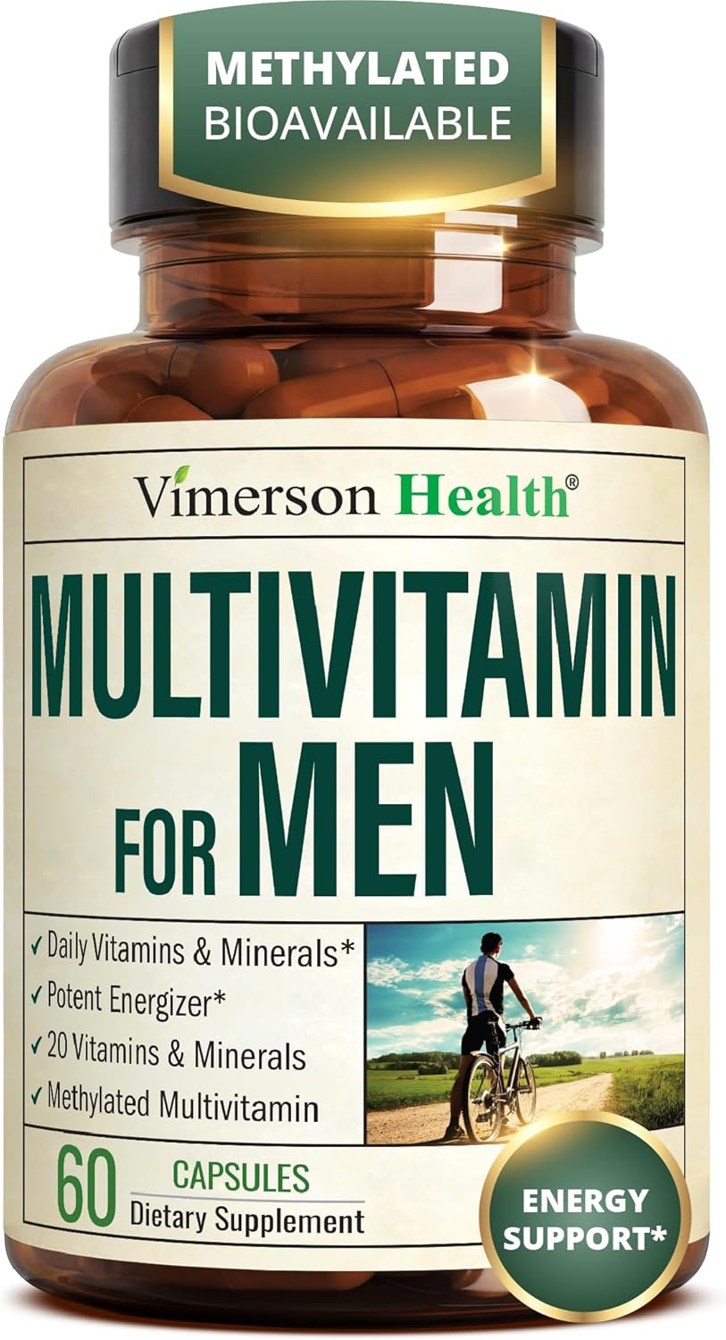 Vimerson Health Multivitamin for Men: Methylated B Vitamins, Chelated Minerals and Bioavailable D3 for Focus and Energy Support – Daily Mens Multivitamins and Multiminerals – 60 Capsules - Buy Online at SimraCart
