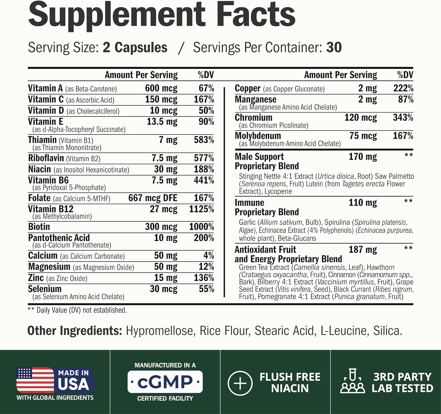 Vimerson Health Multivitamin for Men: Methylated B Vitamins, Chelated Minerals and Bioavailable D3 for Focus and Energy Support – Daily Mens Multivitamins and Multiminerals – 60 Capsules - Image 3