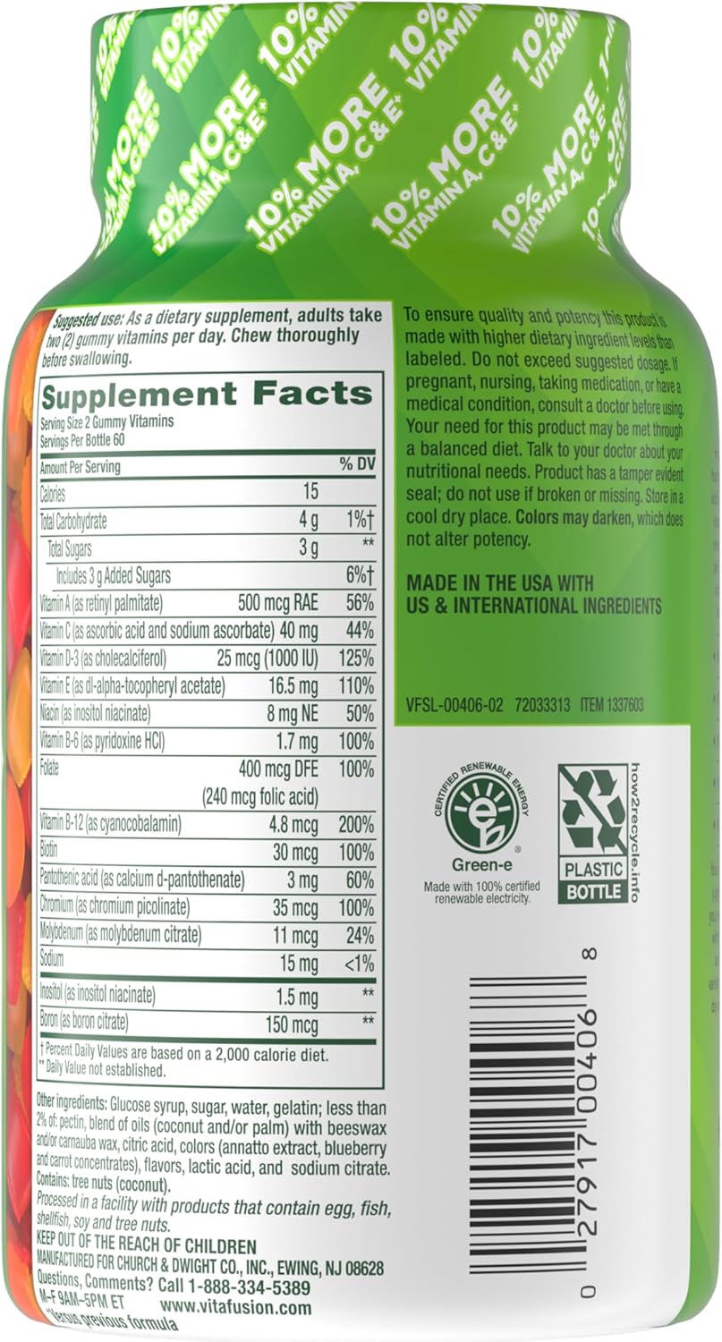 Adult Gummy Vitamins, Daily Multivitamin Gummies for Men & Women with Vitamin C, D3, B12, Zinc for Immune Support, Energy & Bone Health - 120 Count, Natural Berry Flavor - Image 2