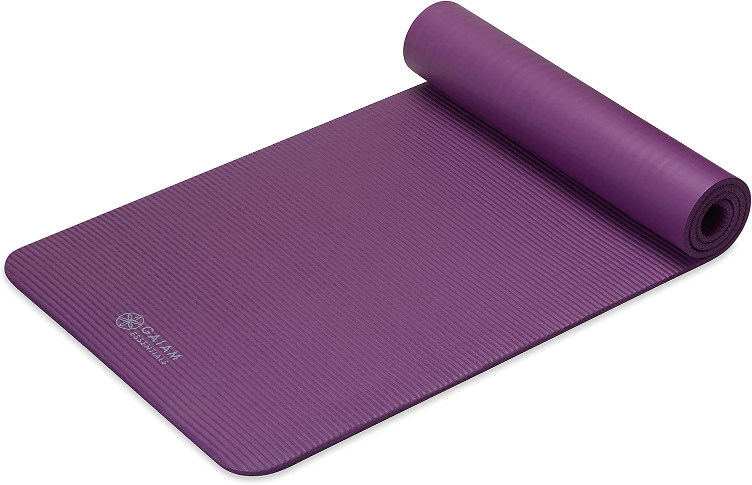 Gaiam Essentials 2/5" Thick (10mm) Yoga & Pilates Mat with Easy-Cinch Carrier Strap, Extra Thick NBR Foam for Joint Cushioning, Non-Slip Textured Surface for Home Gym & Fitness Workouts - Navy/Teal/Purple/Orange - Image 4