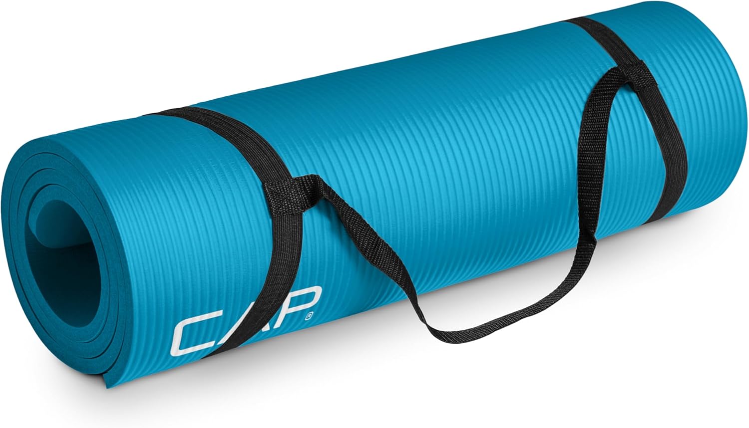 CAP Barbell 1/2-Inch High Density Exercise Yoga Mat with Strap, 12mm Thick Non Slip Pilates Mat for Home Gym, Extra Thick Cushioning for Joint Pain Relief - 68"x24", Black - Buy Online at SimraCart
