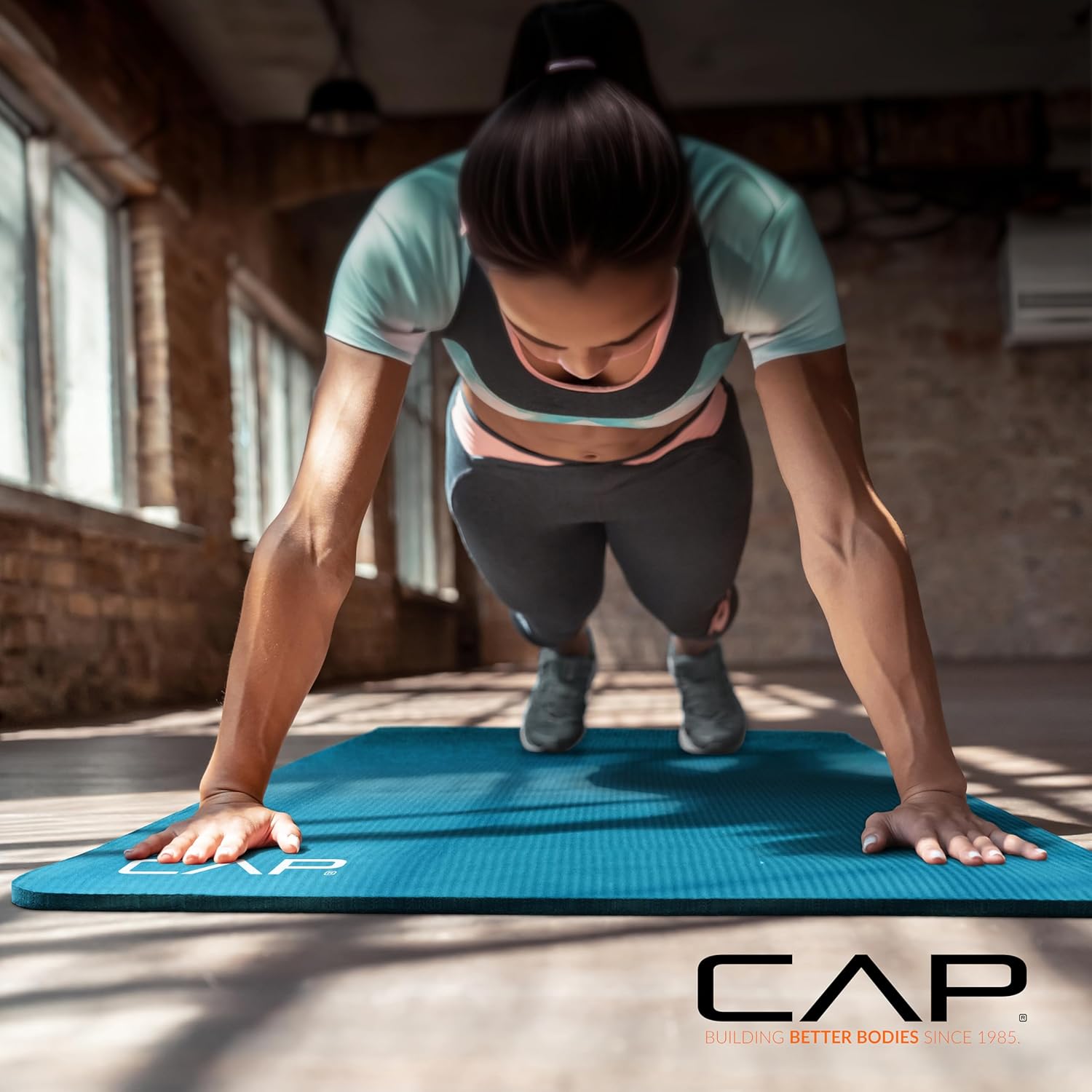CAP Barbell 1/2-Inch High Density Exercise Yoga Mat with Strap, 12mm Thick Non Slip Pilates Mat for Home Gym, Extra Thick Cushioning for Joint Pain Relief - 68"x24", Black - Image 6