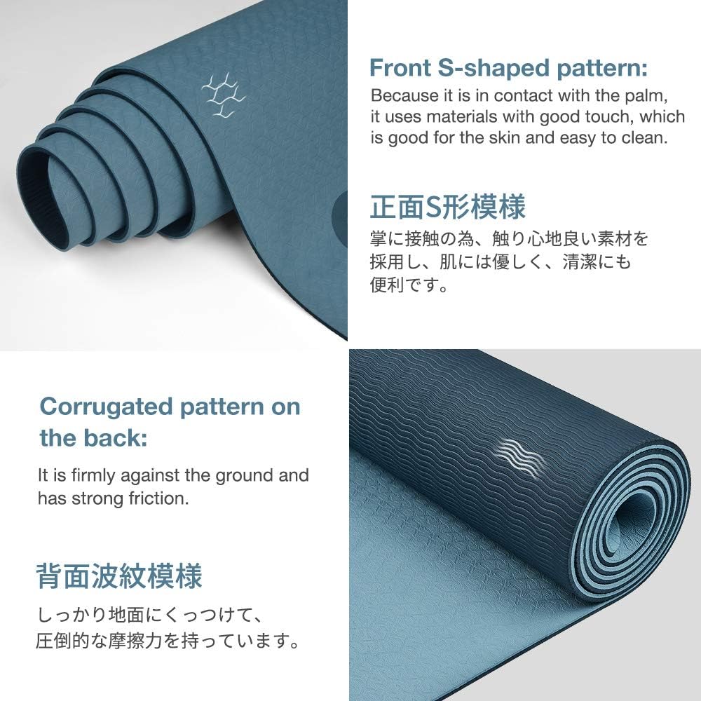 Yoga Mat Non Slip, Eco Friendly Fitness Exercise Mat with Carrying Strap, Pro Yoga Mats for Women, Workout Mats for Home, Pilates and Floor Exercises - 72"x24"x6mm, TPE Material - Image 2