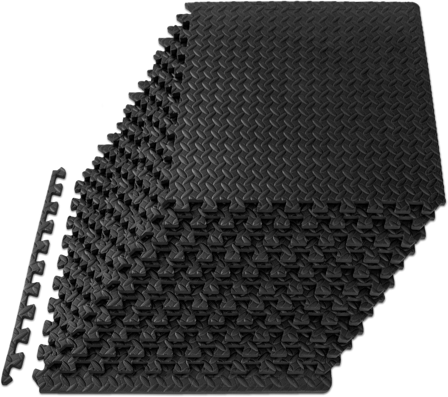 ProsourceFit Exercise Puzzle Mat ½-inch, EVA Interlocking Foam Floor Tiles for Home Gym, Workout Equipment, Kids Play Areas, Black, 48 SQ FT - 12 Tiles - Buy Online at SimraCart
