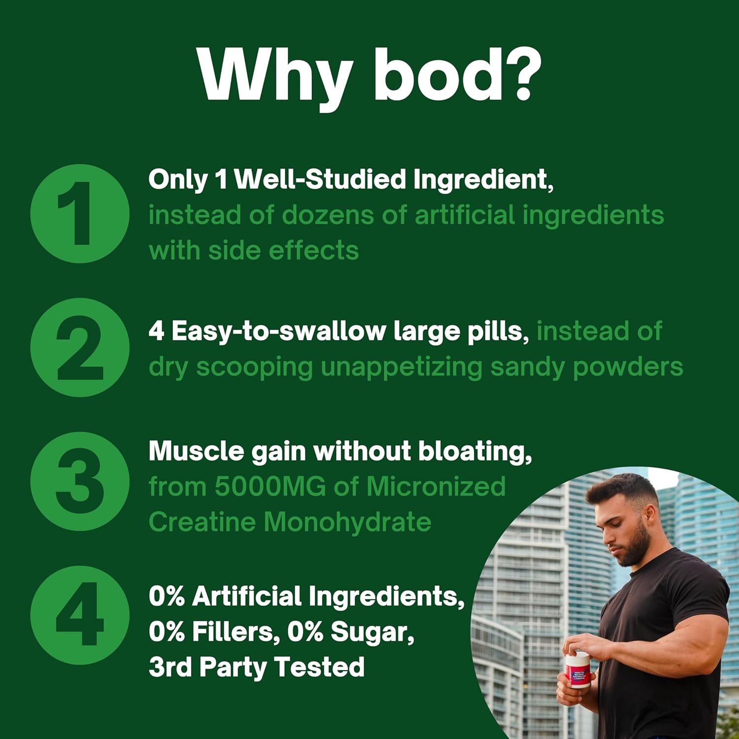 Bod Creatine Monohydrate Capsules – Ultra‑Pure 200 Mesh, 45 Servings, Strength, Power, Muscle Growth & Recovery - Image 6