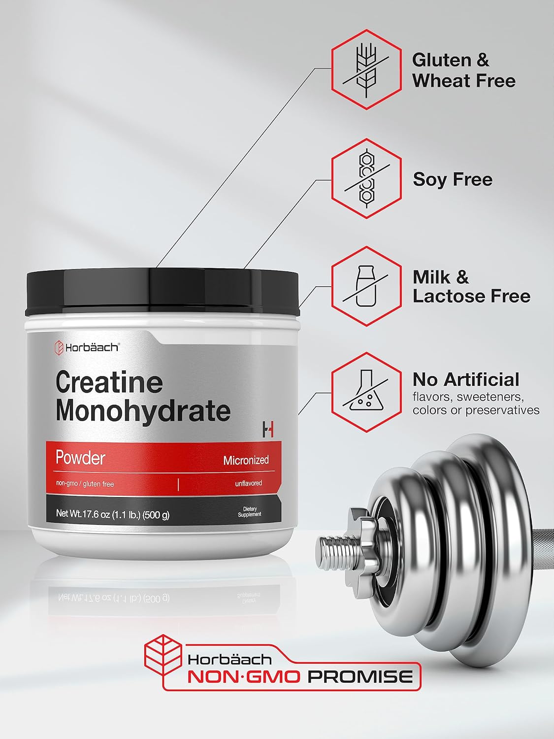 Creatine Monohydrate Powder – 1.1lb (17.6oz), Micronized & Unflavored, Vegetarian, Non‑GMO, Gluten‑Free Supplement for Strength, Muscle Growth & Recovery - Image 4