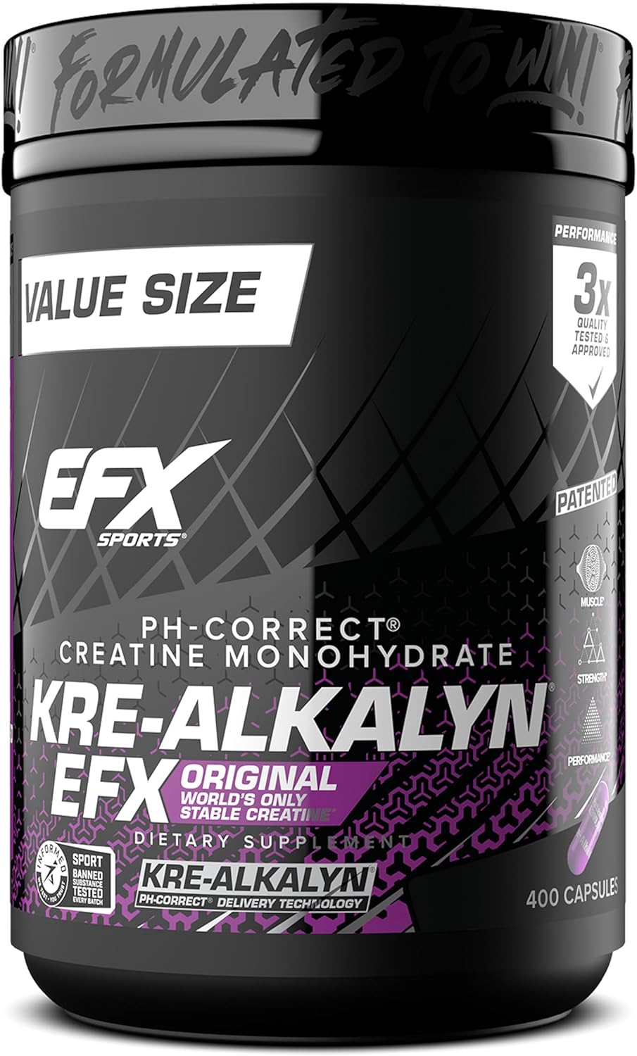Kre‑Alkalyn EFX Creatine Monohydrate Capsules – pH‑Correct, 400 Capsules (200 Servings), Strength, Muscle Growth & Performance Support - Buy Online at SimraCart