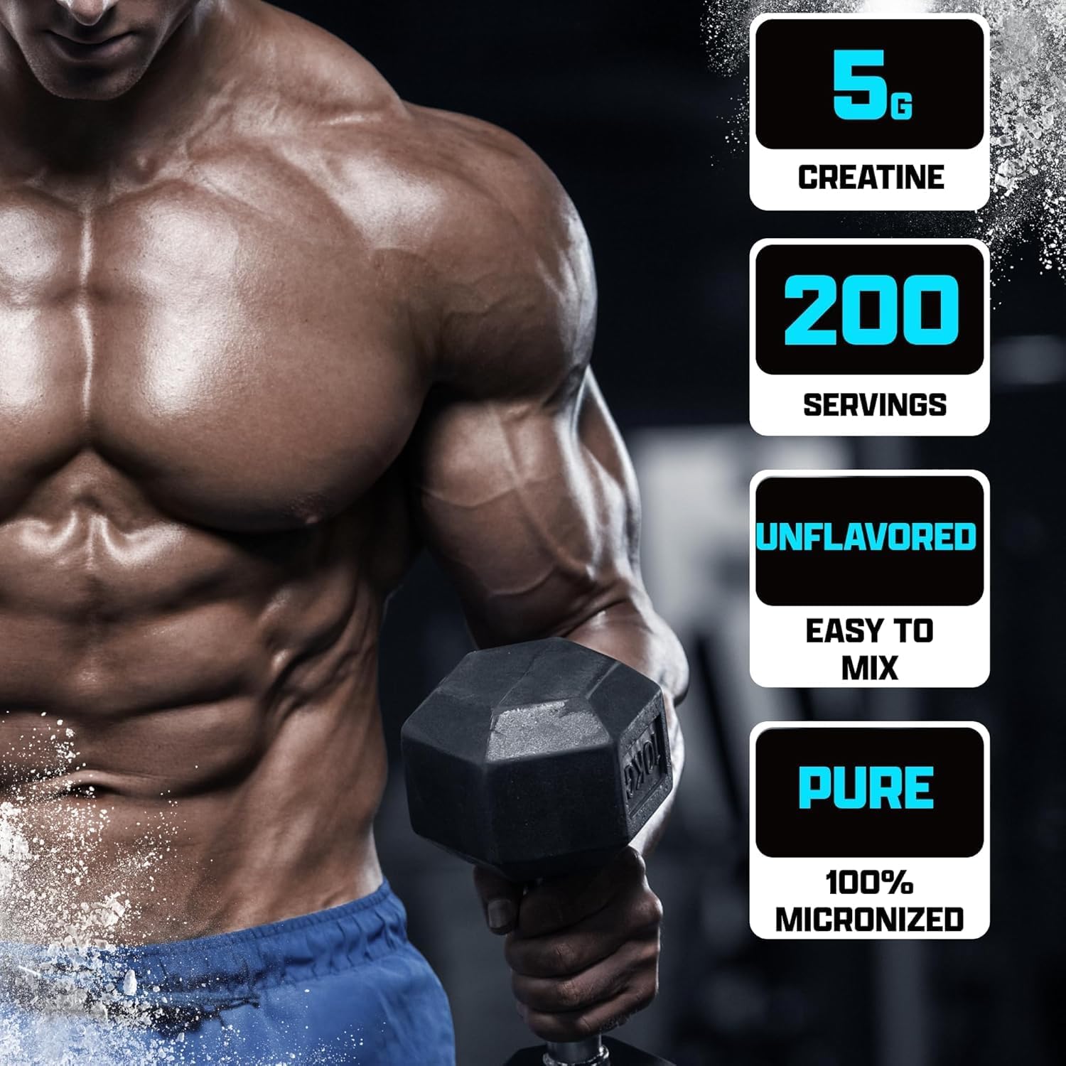 Micronized Creatine Monohydrate Powder – 1KG (200 Servings), Pure & Unflavored, 5g Per Serving, Supports Muscle Gain, Strength, Performance & Recovery - Image 2