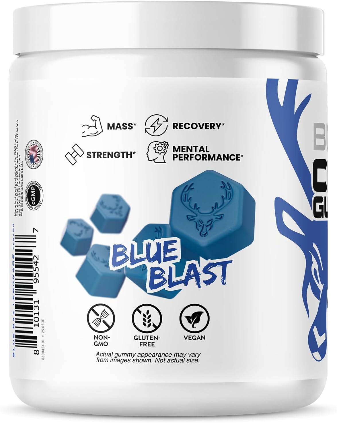 Creatine Gummy Bucks – Blue Blast Flavor, 5g Creatine Monohydrate per Serving, Vegan, Non‑GMO, Gluten‑Free Chewable Creatine Supplement (20 Servings) - Image 2