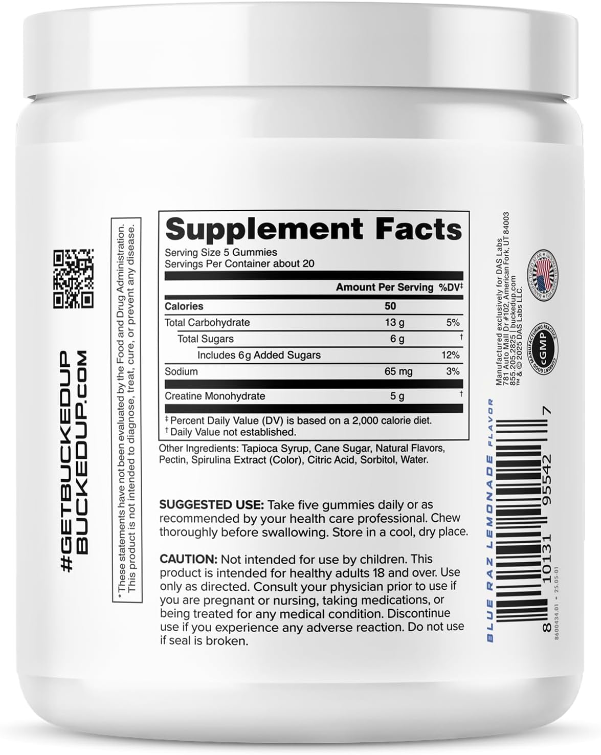 Creatine Gummy Bucks – Blue Blast Flavor, 5g Creatine Monohydrate per Serving, Vegan, Non‑GMO, Gluten‑Free Chewable Creatine Supplement (20 Servings) - Image 3