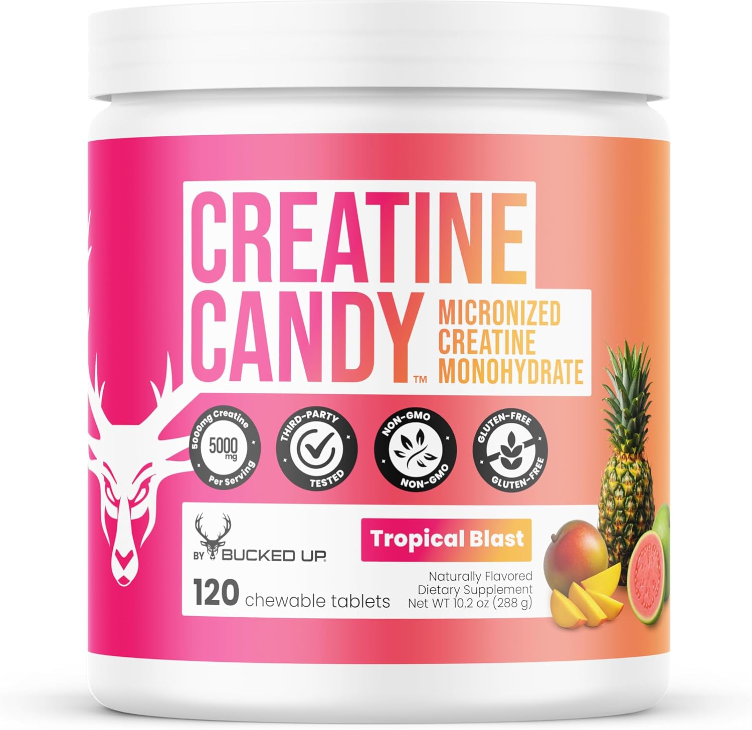 Creatine Candy Tropical Blast – Micronized Creatine Monohydrate, 120 Chewable Tablets (24 Servings), Fizzy Creatine, No Water Needed, Non‑GMO, Gluten‑Free, 3rd Party Tested - Buy Online at SimraCart