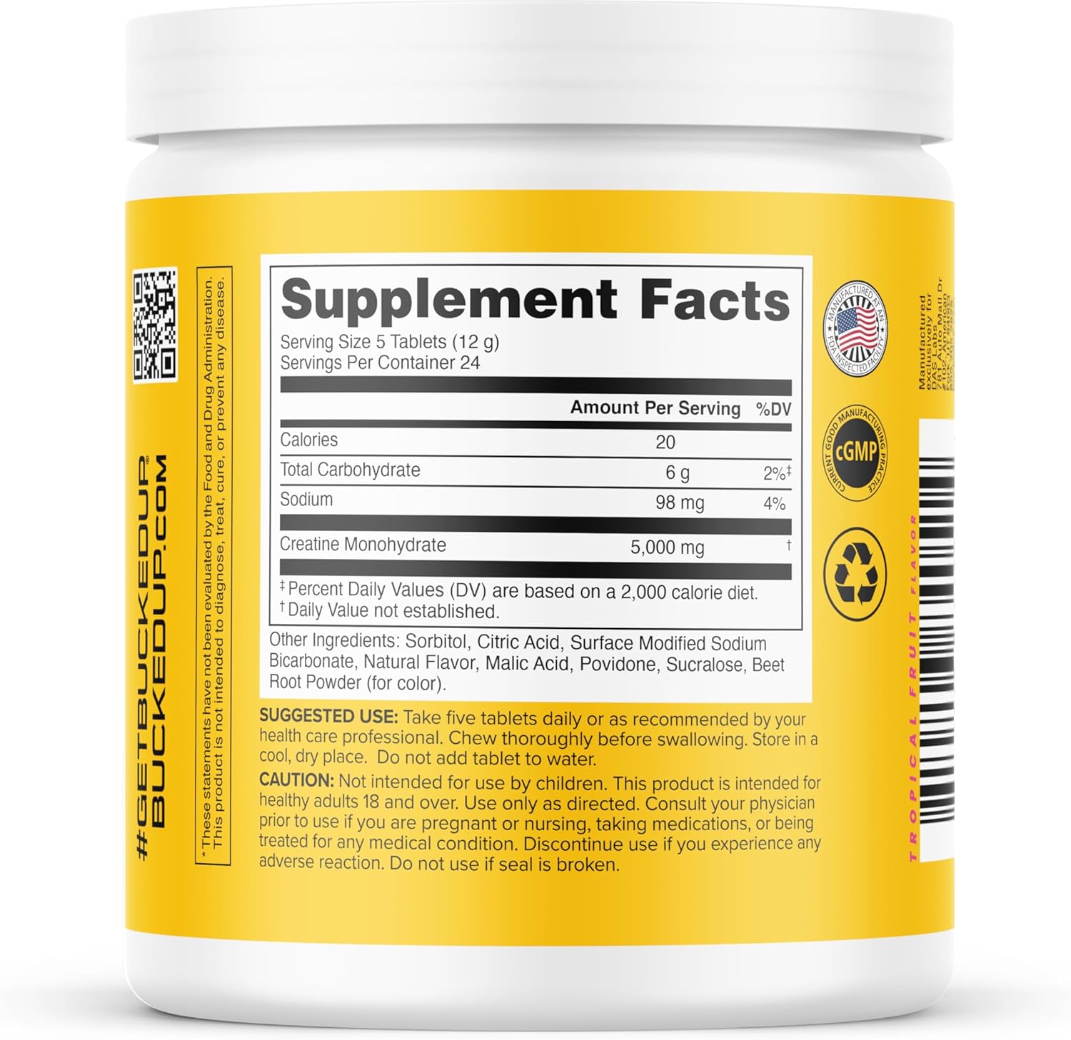 Creatine Candy Tropical Blast – Micronized Creatine Monohydrate, 120 Chewable Tablets (24 Servings), Fizzy Creatine, No Water Needed, Non‑GMO, Gluten‑Free, 3rd Party Tested - Image 2