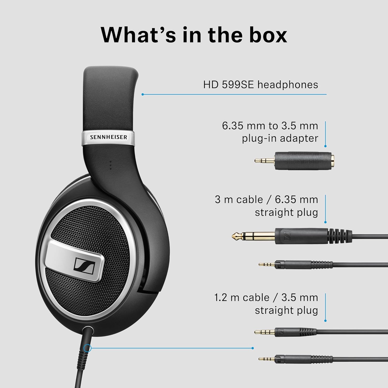 HD 599 SE Open‑Back Over‑Ear Wired Headphones – Premium Design, Balanced Natural Audio, Comfortable Fit for Music, Gaming, School &amp; Work, Black - Image 6