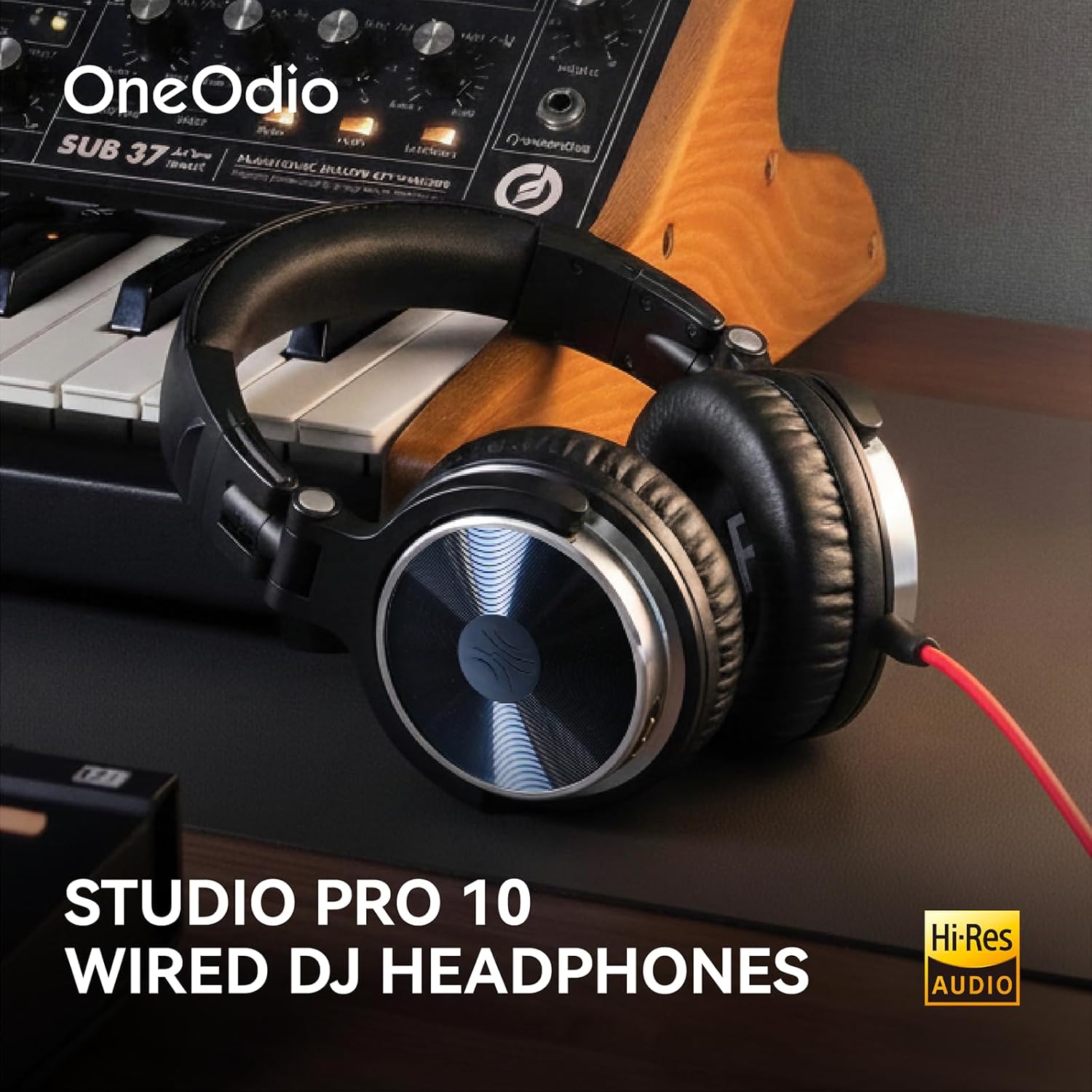Wired Over‑Ear Hi‑Res Studio Monitor Headphones – 50mm Drivers, DJ Mixing Stereo Headset, 1/4 to 3.5mm Jack for AMP, Computer, Recording, Podcast, Keyboard, Guitar &amp; Laptop – Black - Image 2