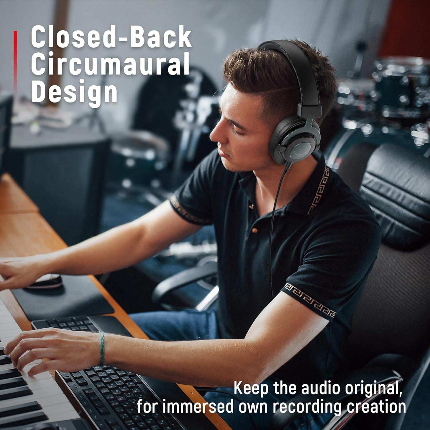 Professional wired studio monitor headphones H8 with Hi‑Res audio