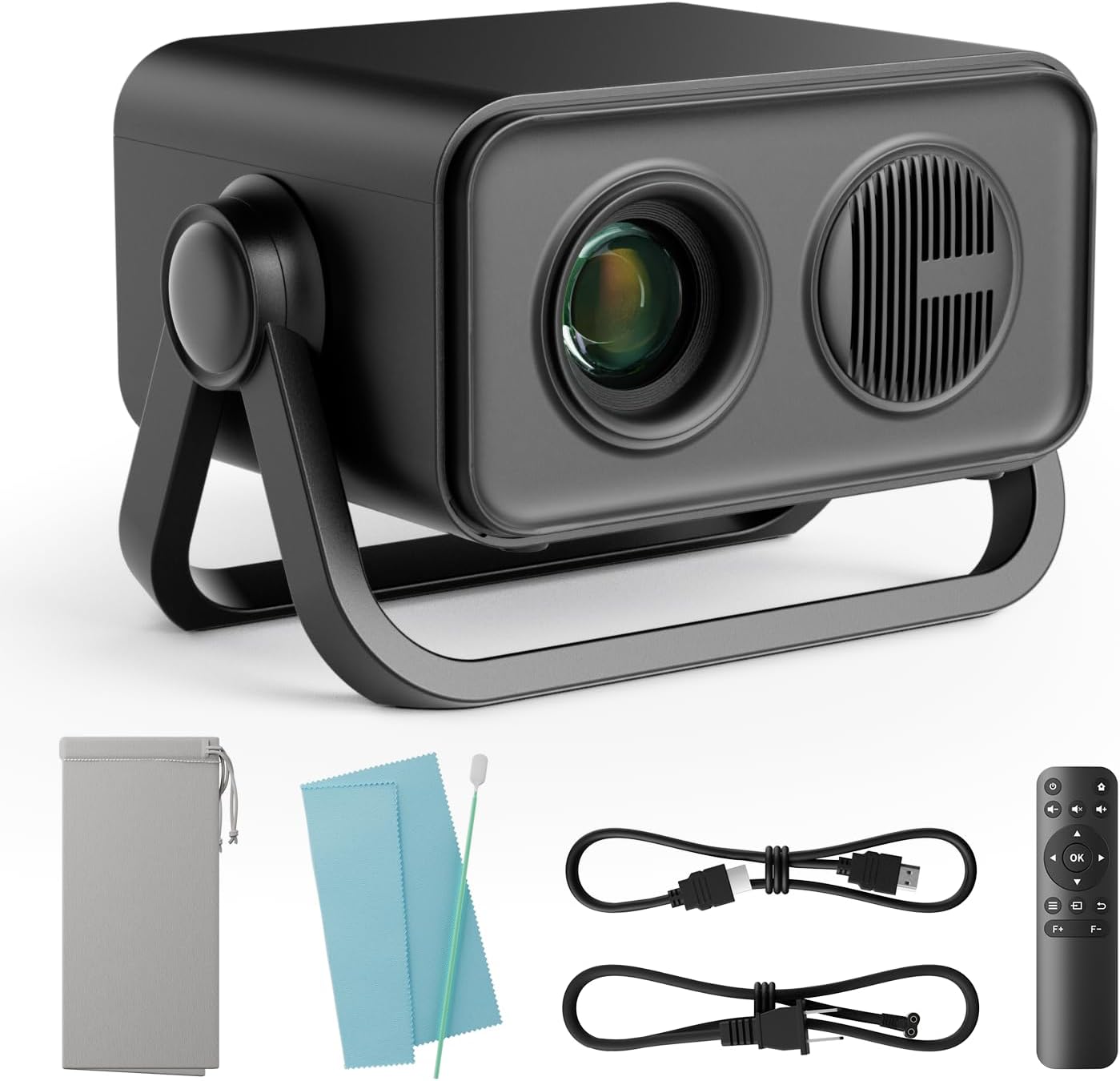 2026 Upgraded 360° Adjustable Dual Stand Mini Projector – Ai Auto Keystone & Electric Focus Portable Outdoor Movie Projector With Bluetooth 5.4, 1080p Support, Compatible With Hdmi, Usb & Phone - Best Deals | SimraCart