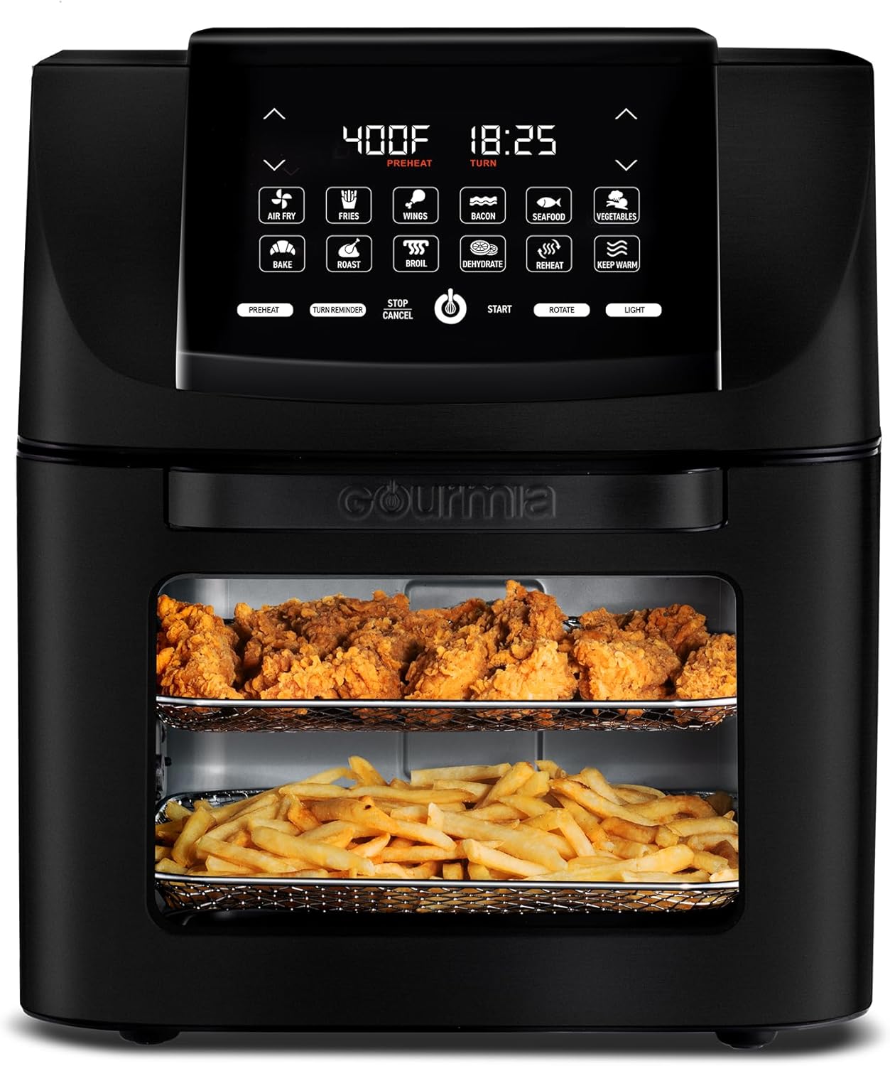 Air Fryer – 14 Qt All‑in‑One Oven with Rotisserie, Digital Display & 12 Cooking Presets, Roast, Bake, Broil, Dehydrate – Dishwasher Safe Accessories, XL Family Size (Black) - Buy Online at SimraCart