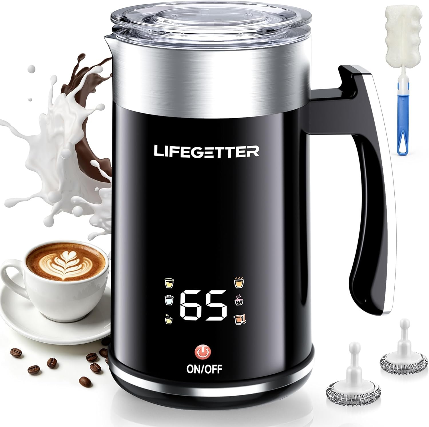 Milk Frother and Steamer – 6‑in‑1 Electric Milk Frother 420ml/14.2oz Automatic Hot & Cold Foam Maker with Temperature Control, Milk Warmer for Latte, Cappuccino, Macchiato, Hot Chocolate & Yogurt - Buy Online at SimraCart