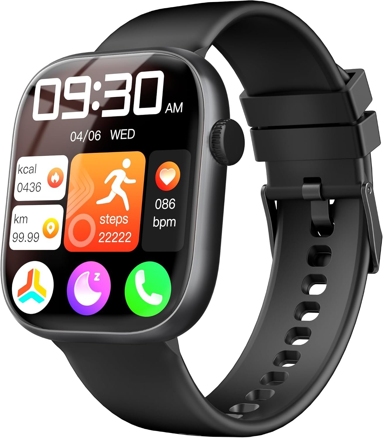 Smart Watch for Women & Men – Fitness and Sleep Tracker with 1.83" HD Touchscreen, Bluetooth Calling Smartwatch for Android/iOS, IP67 Waterproof Multi‑Sport Modes Pedometer (Jet Black) - Buy Online at SimraCart