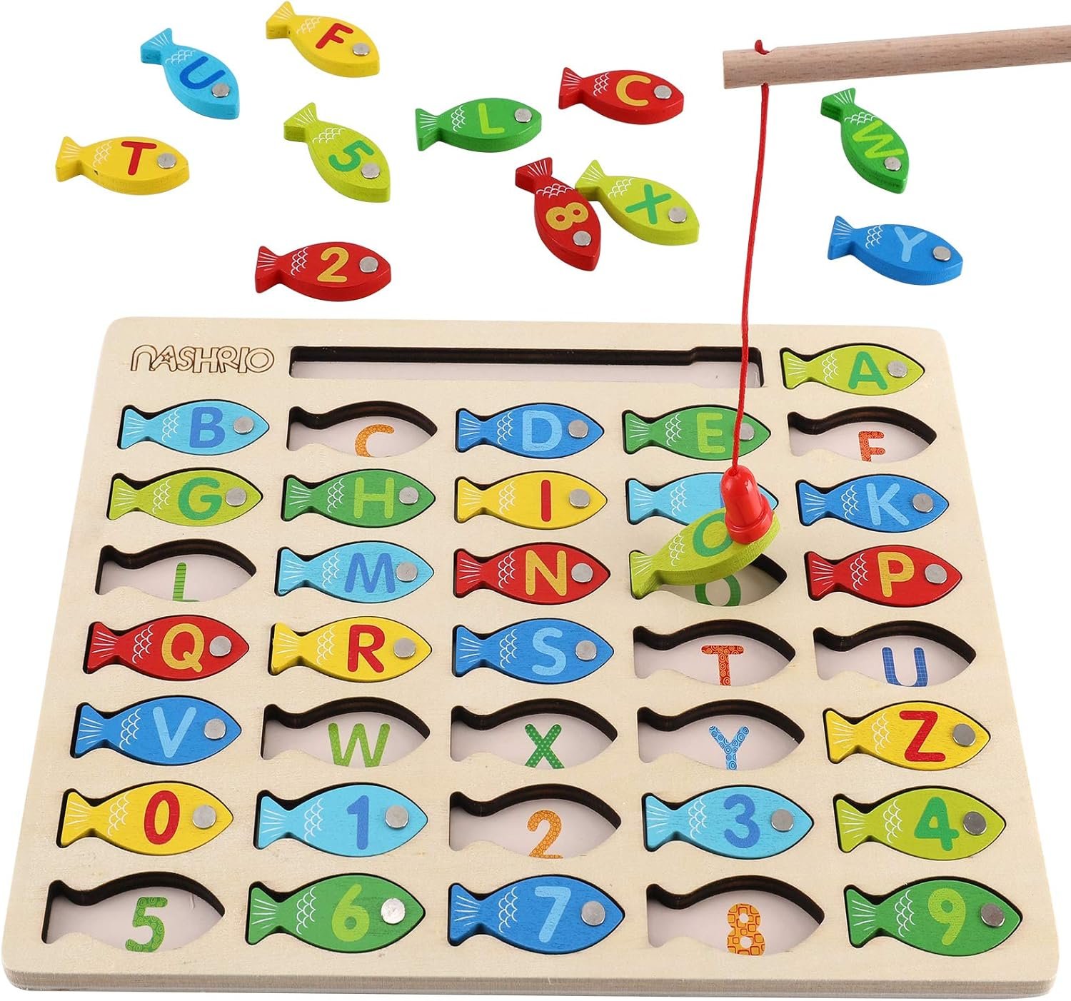 Magnetic Wooden Fishing Game Toy – Alphabet & Number Fish Catching Puzzle, Preschool ABC Math Learning Toy for Kids Ages 3-5 - Buy Online at SimraCart