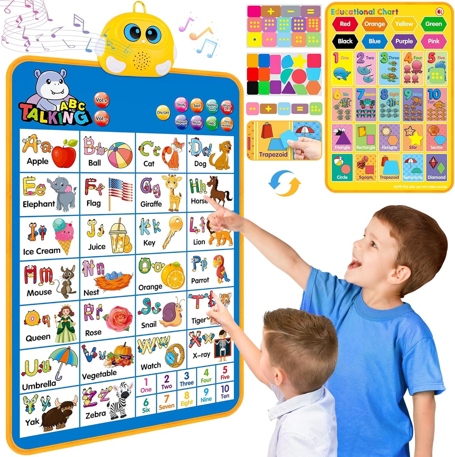 Electronic Alphabet Wall Chart – Talking ABC 123s Music Poster, Interactive Learning Toy for Toddlers Ages 1-5 (Blue) - Buy Online at SimraCart