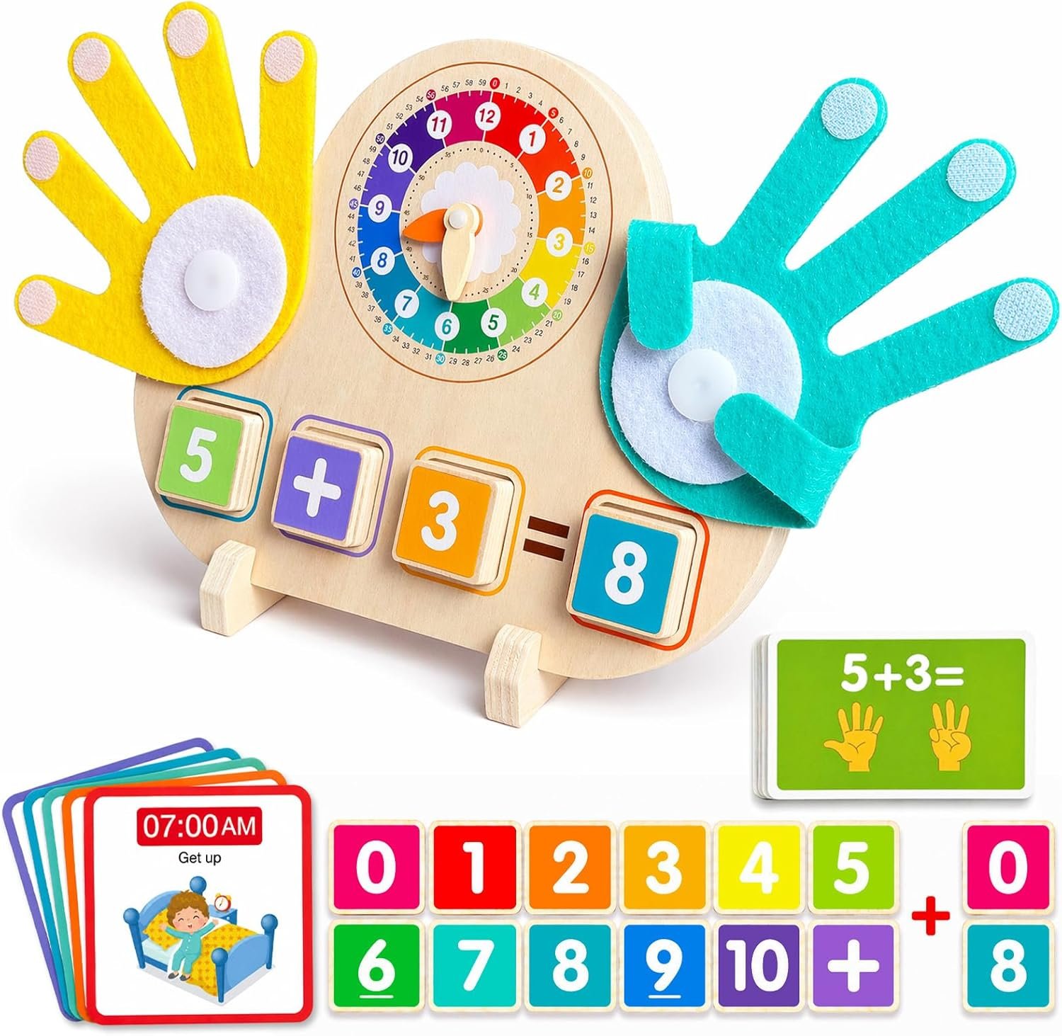 2-in-1 Math Manipulatives Number Counting Blocks & Teaching Clock – Montessori Learning Toy for Toddlers Ages 2-5 - Buy Online at SimraCart