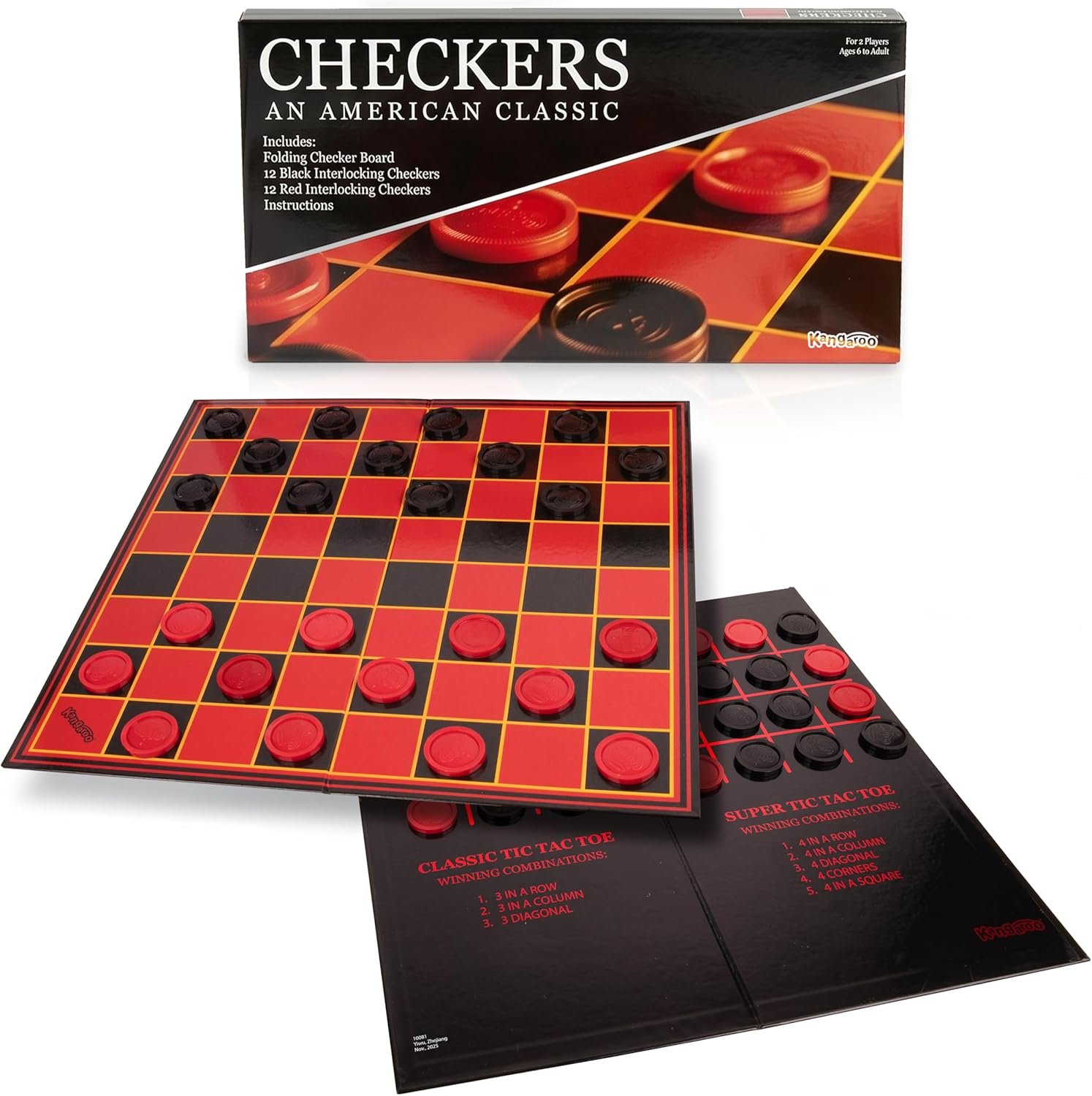 Multiplayer Strategy Checkers Board Game for Kids & Adults - Portable Educational Travel Set, 15x15 Inch Board with 24 Checkers - Buy Online at SimraCart