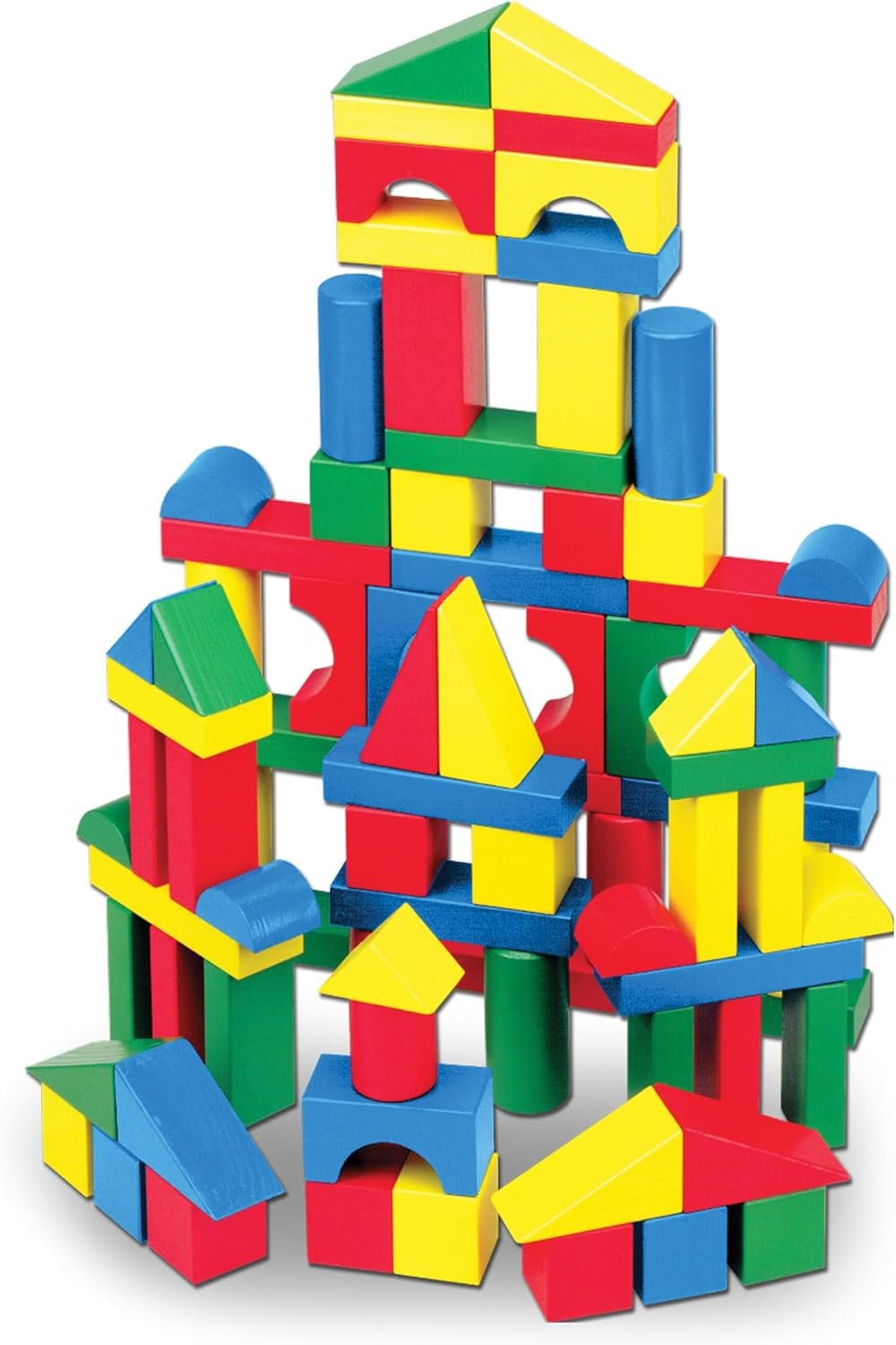 Wooden Building Blocks 100-Piece Set – FSC Certified Sorting & Stacking Toy in 4 Colors & 9 Shapes for Toddlers Ages 2+ - Buy Online | SimraCart