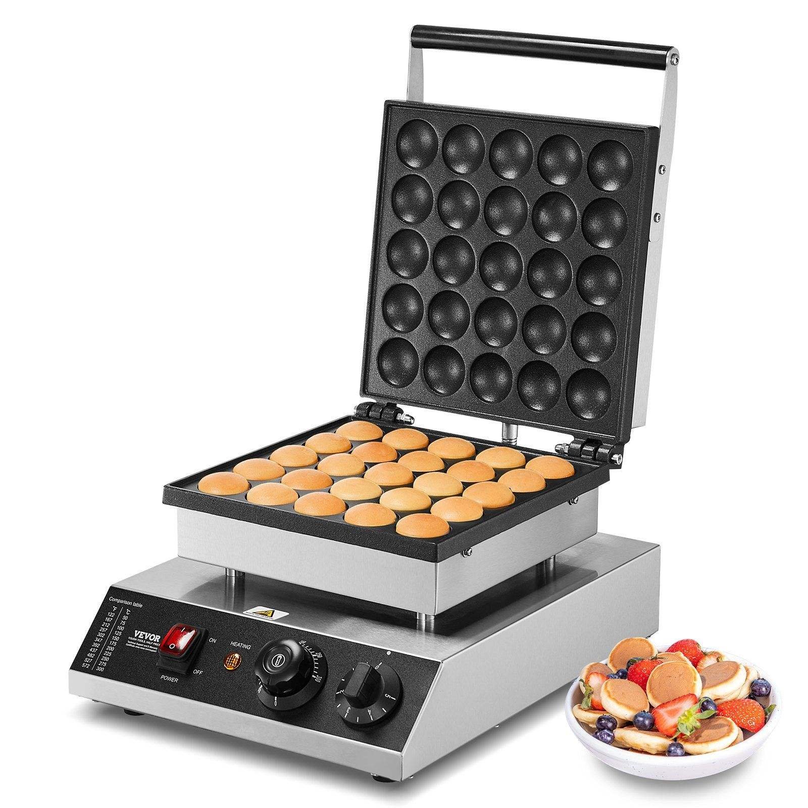 Mini Dutch Pancake Maker – 25-Hole Commercial Electric Poffertjes Machine with Adjustable Temperature (43mm) - Buy Online at SimraCart