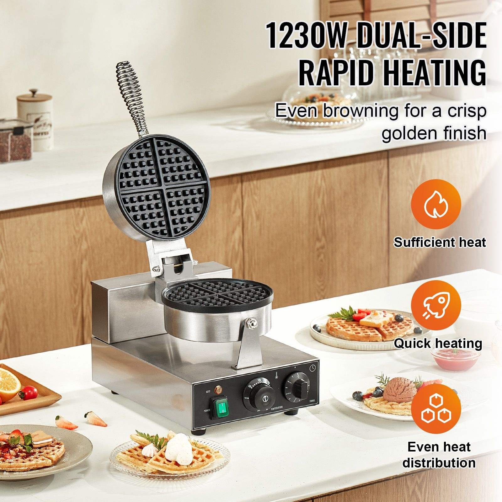 1230W Belgian Waffle Maker – Non-Stick Stainless Steel Waffle Iron with Adjustable Temperature Control - Buy Online at SimraCart