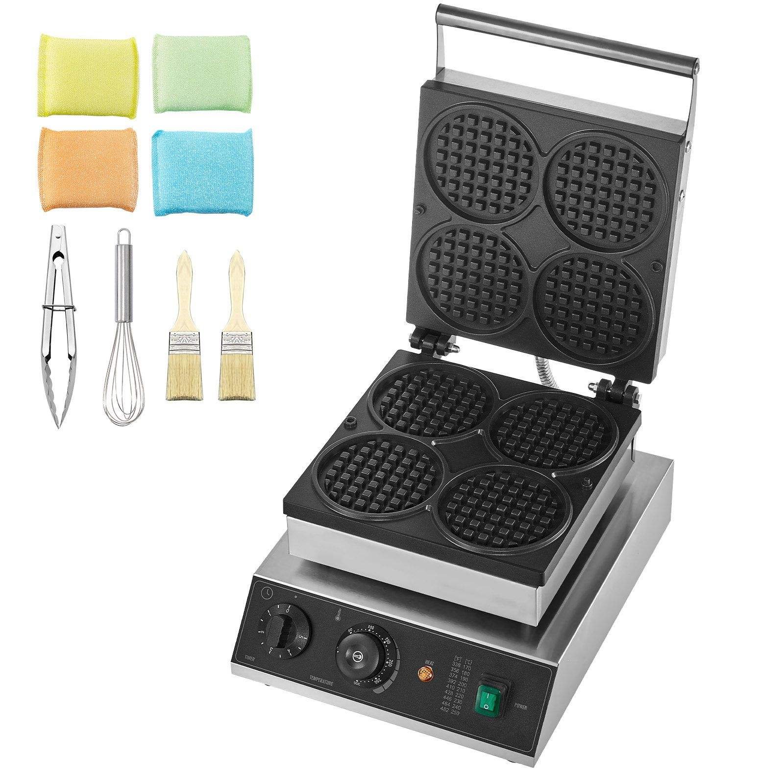 Commercial 1750W Non-Stick Belgian Waffle Maker 4PCS Stainless Steel Waffle Baker Machine with Temperature Control - Buy Online at SimraCart