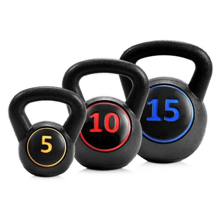 Kettlebell Set of 3 – 5Lb, 10Lb & 15Lb Vinyl Coated Weights for Home Strength Training Workouts - Buy Online at SimraCart