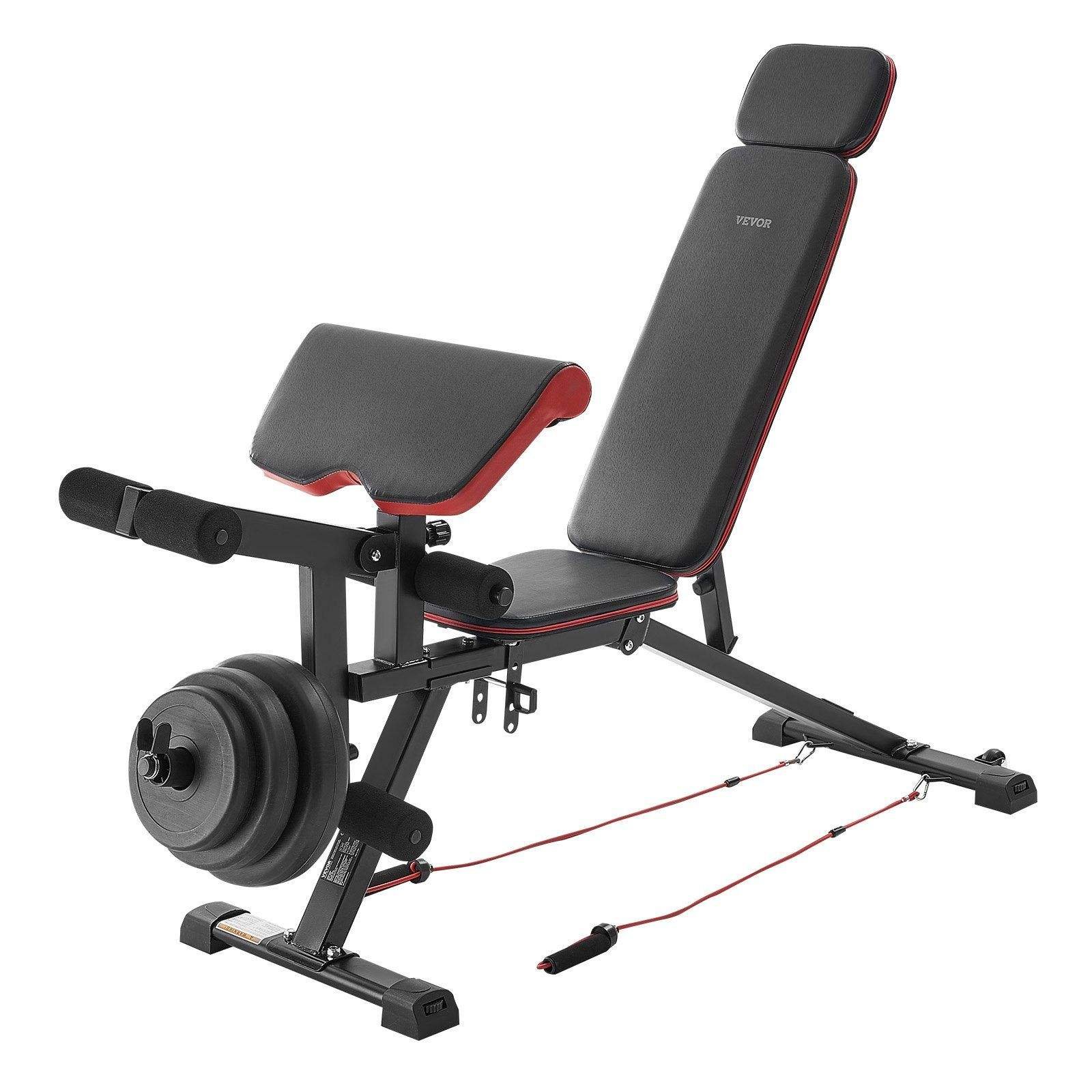Adjustable Weight Bench with Preacher Curl Pad & Two-Way Leg Trainer – Multi-Function Home Gym Strength Training Equipment - Buy Online at SimraCart