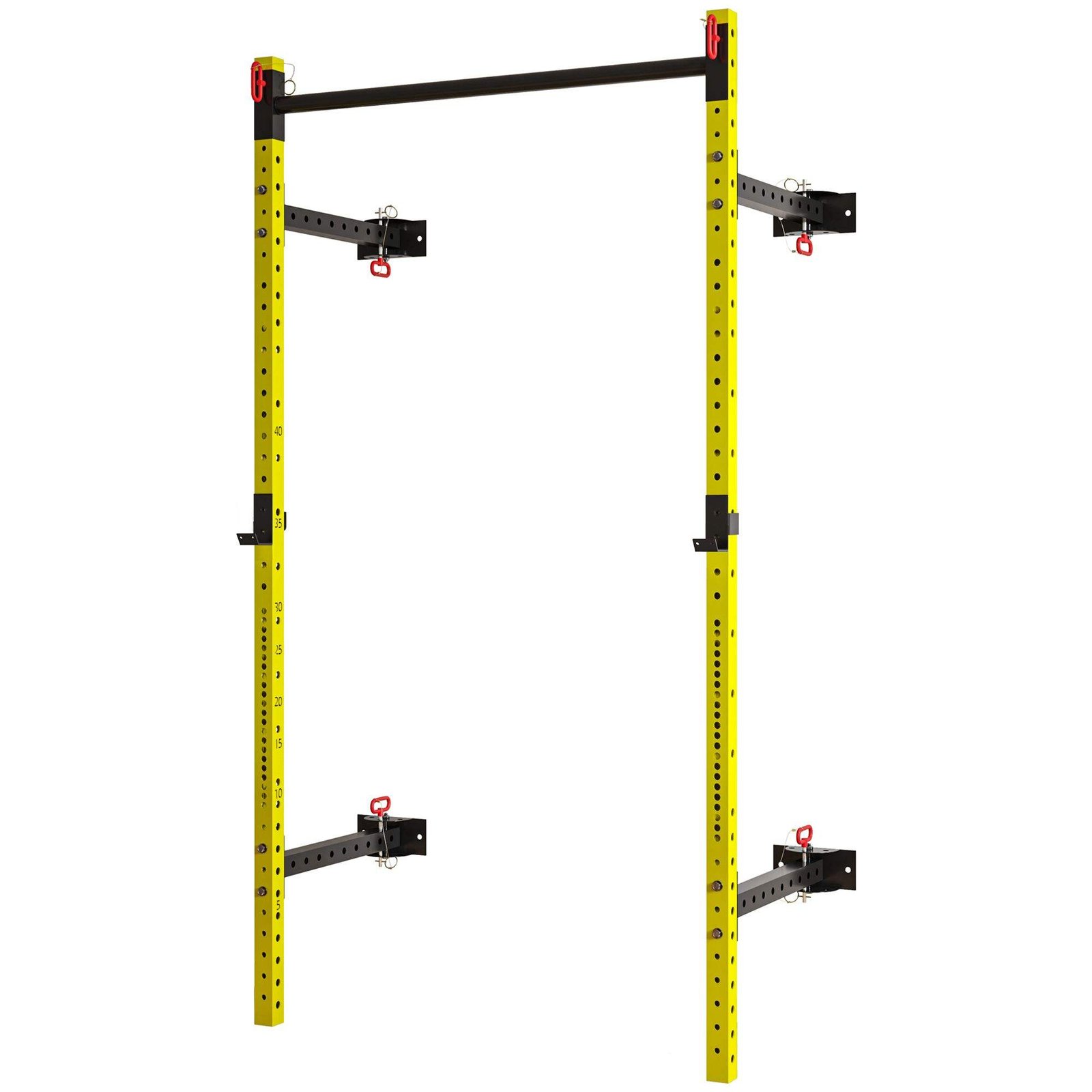 Wall Mounted Folding Squat Rack with Pull-Up Bar – 1000 Lbs Capacity Adjustable Home Gym System (Yellow) - Buy Online at SimraCart