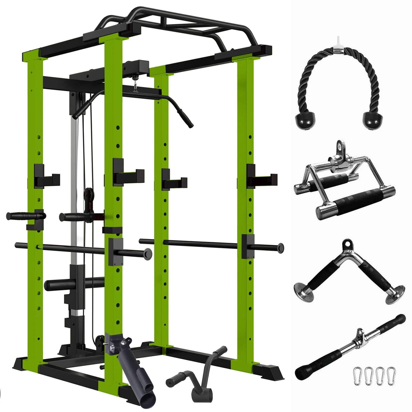 Green 1000Lbs Capacity Power Cage - Adjustable Home Pull Up and Squat Rack Multi Function Fitness Station - Buy Online at SimraCart