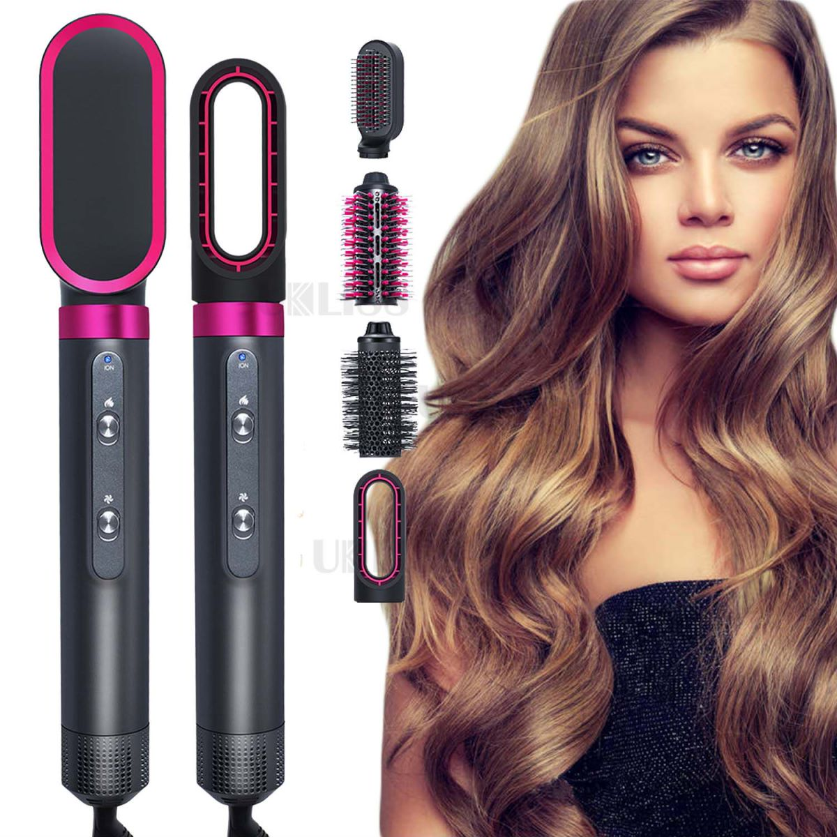5 in 1 Air Hair Styler Ionic Hot Air Brush Dryer Hair Curling Wand Home Salon Hair Straightening Tool - Buy Online at SimraCart