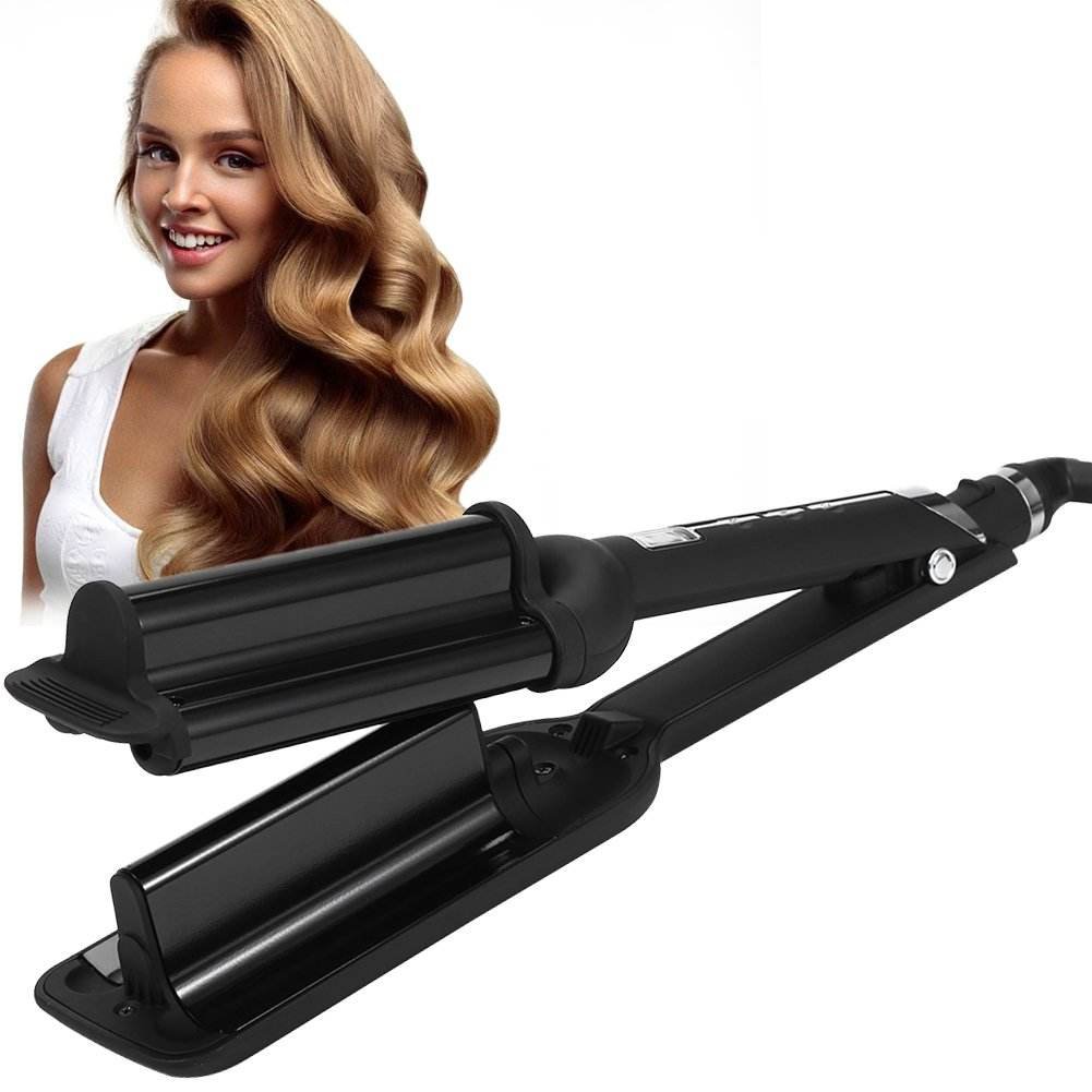 Professional Nano Titanium Big Wave Curler PTC Electric Hair Styler with Triple Barrels Ceramic Curly Hair Curling Iron - Buy Online at SimraCart