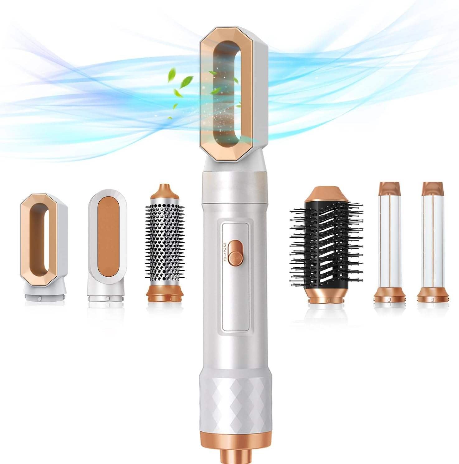 6 in 1 Air Styler Professional 1000W Blow Dryer Brush Electric One Step Hot Air Brush Auto Wrap Curler Hair Styler - Buy Online at SimraCart