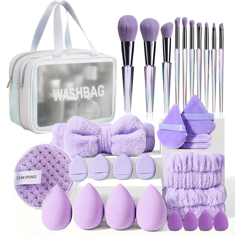 Multi-functional Beauty Facial Tools Premium Synthetic Makeup Brushes Set Foundation Sponge Puff Makeup Removing Pad Full Set - Buy Online at SimraCart